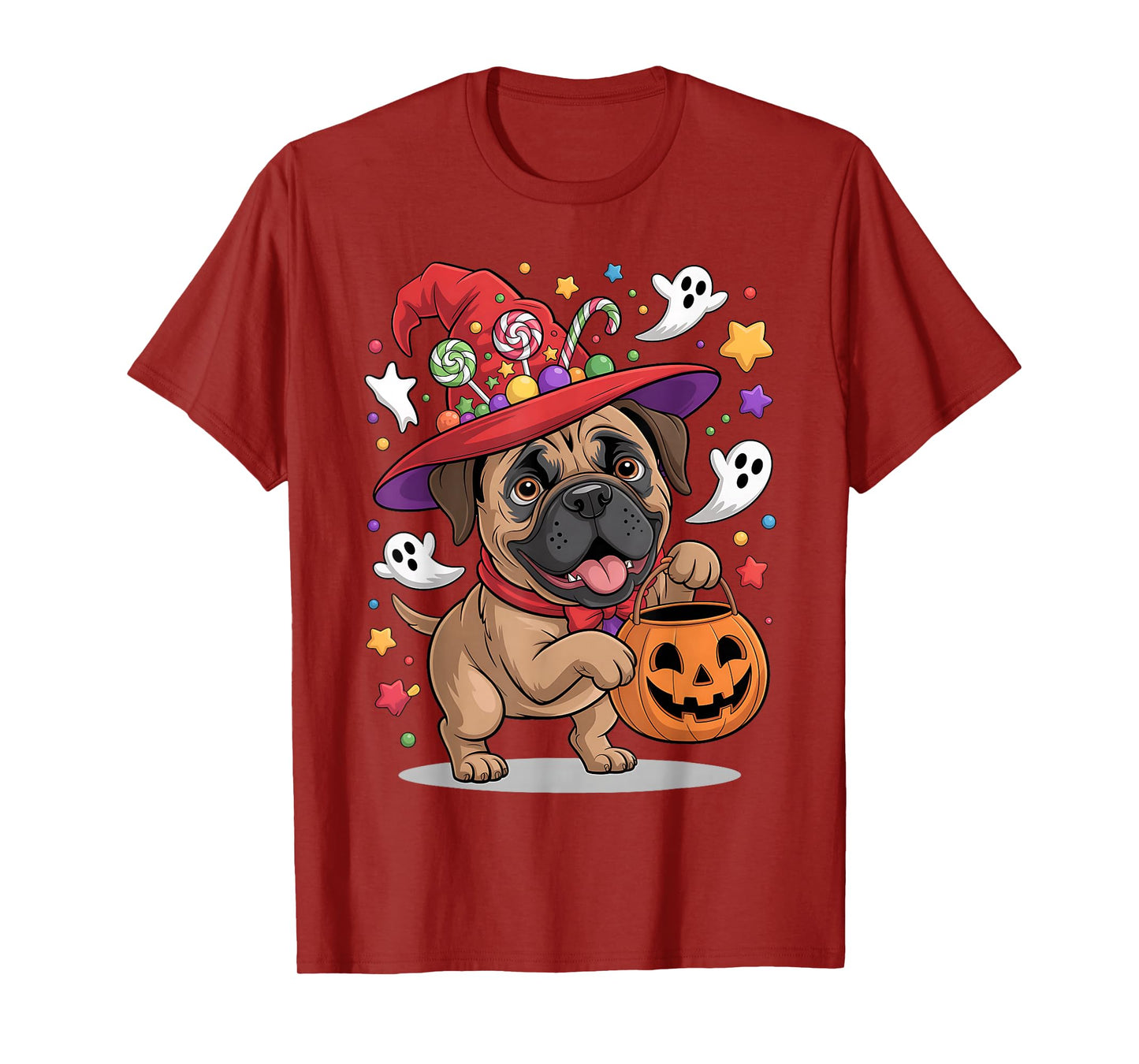 Bullmastiff Dog Pumpkin Ghost Candy Witch Halloween Costume T-Shirt