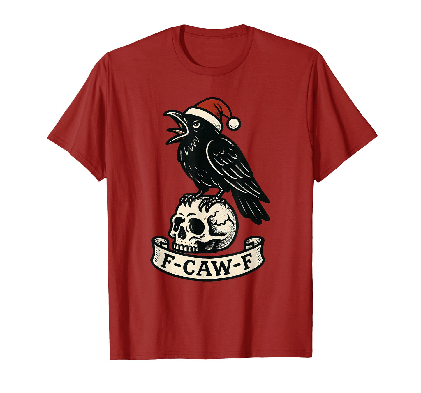 Christmas F Caw F Crow Women F-Caw-F Black Bird Santa Hat T-Shirt