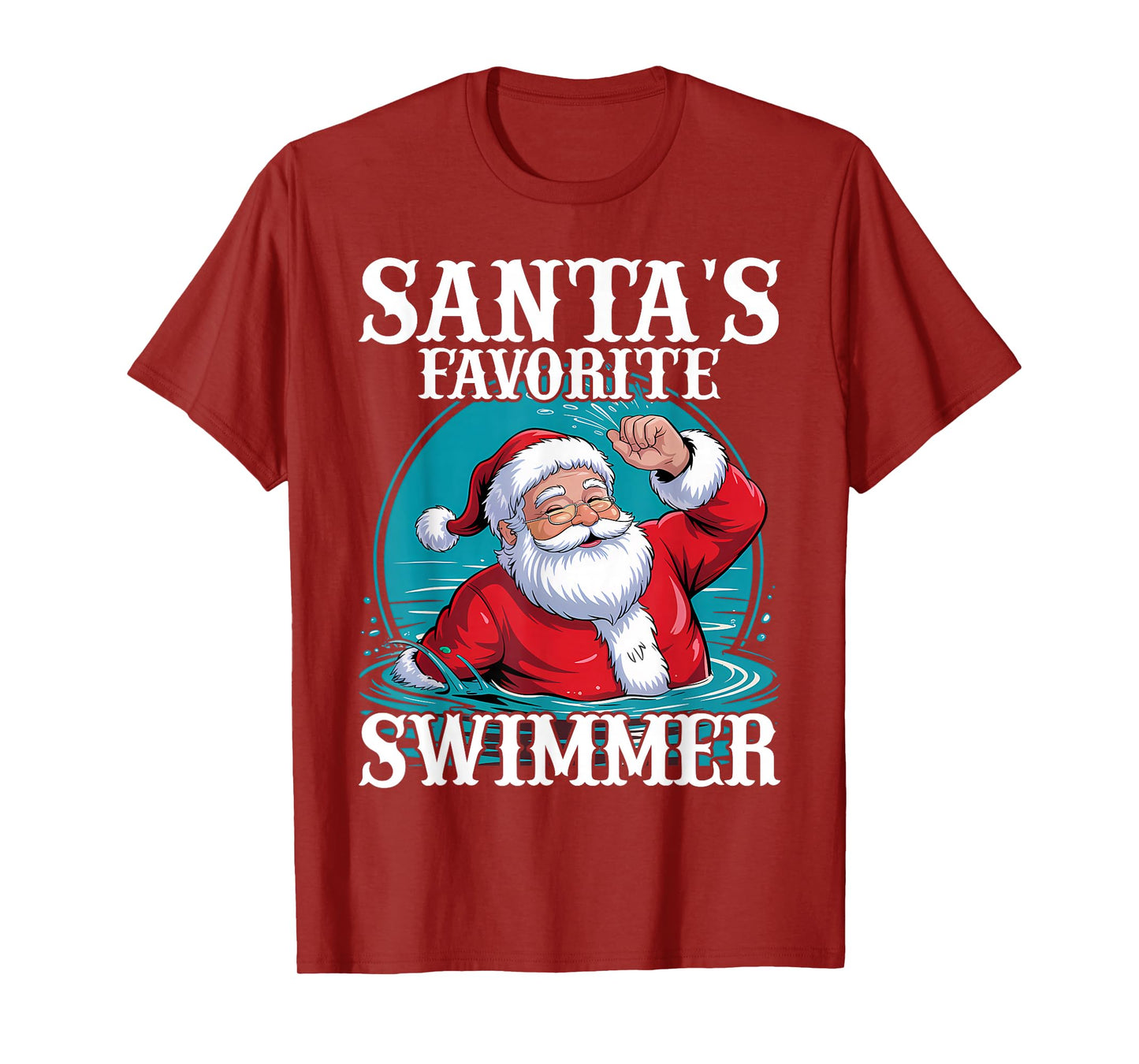 Santa's Favorite Swimmer Christmas Funny Xmas Swimming Swim T-Shirt