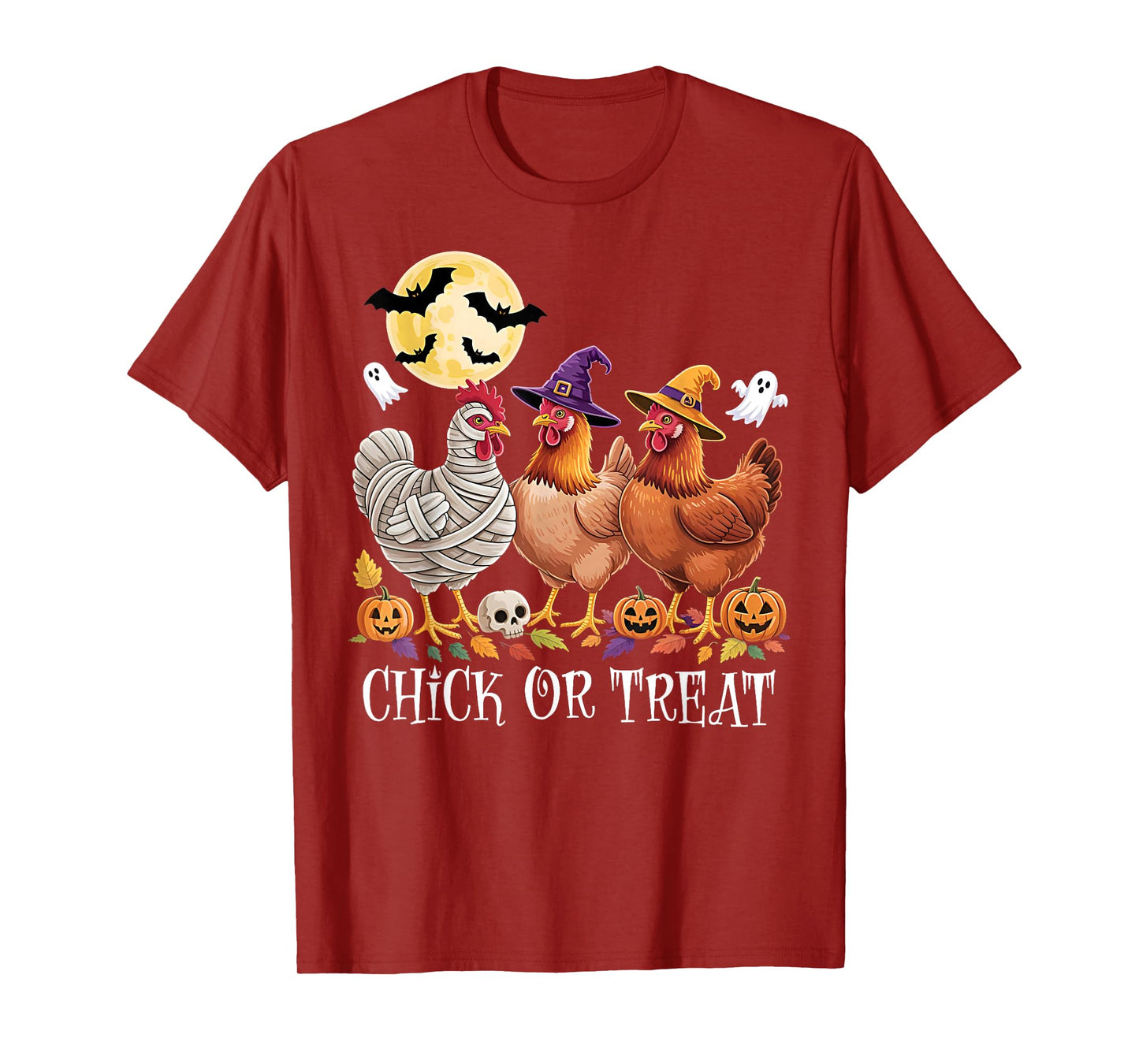 Funny Chicken Halloween Chick Or Treat Witch Pumpkin Mummy T-Shirt