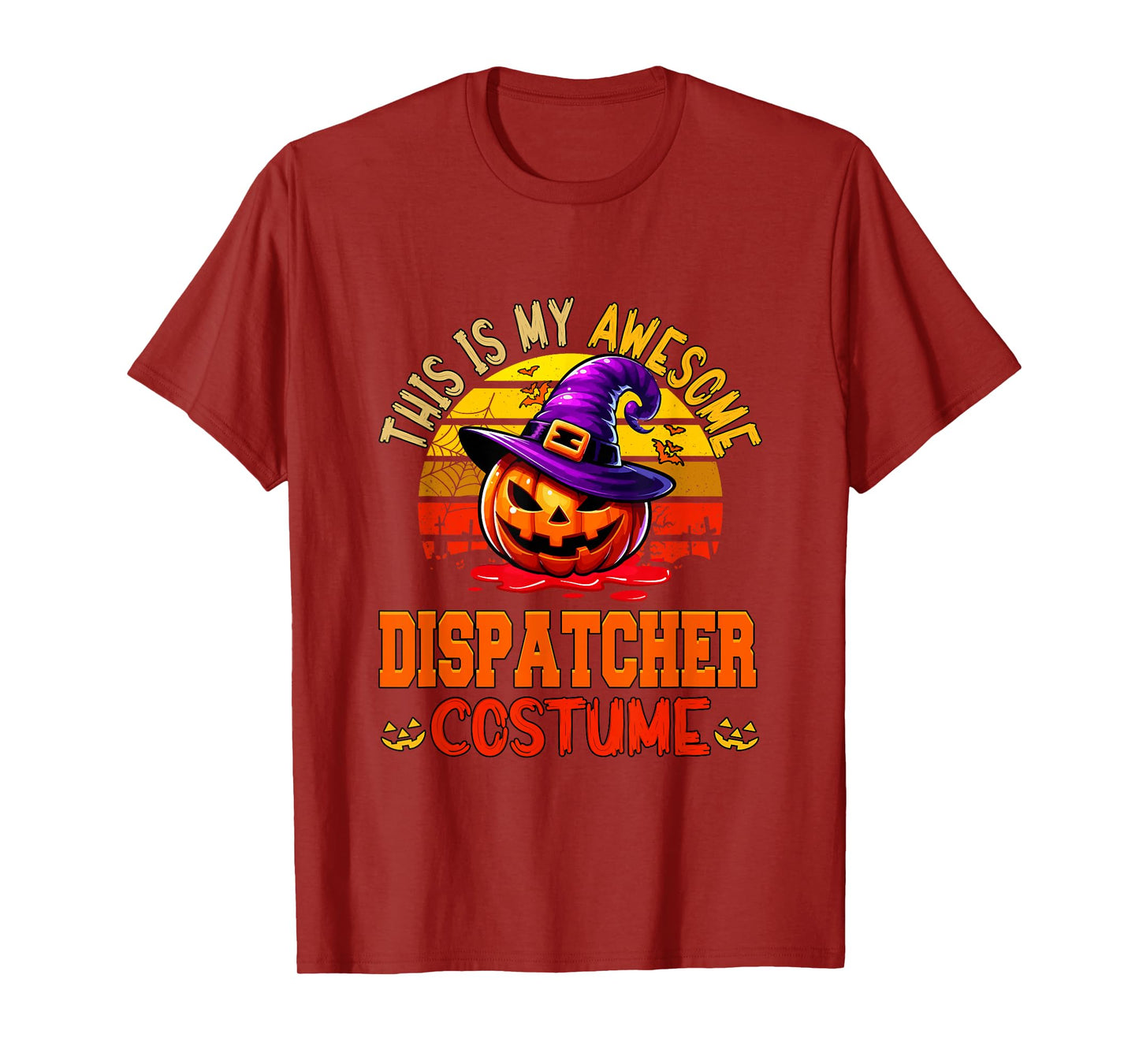 Vintage My Awesome Dispatcher Costume Witch Carved Pumpkin T-Shirt