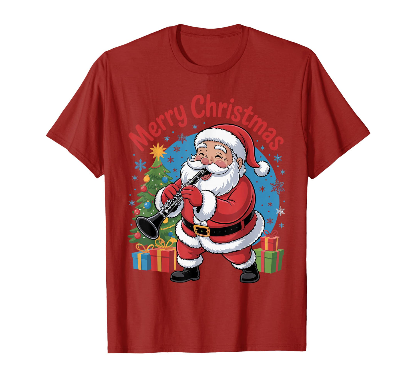 Funny Santa Christmas Design Clarinet Holiday Xmas Pajama T-Shirt