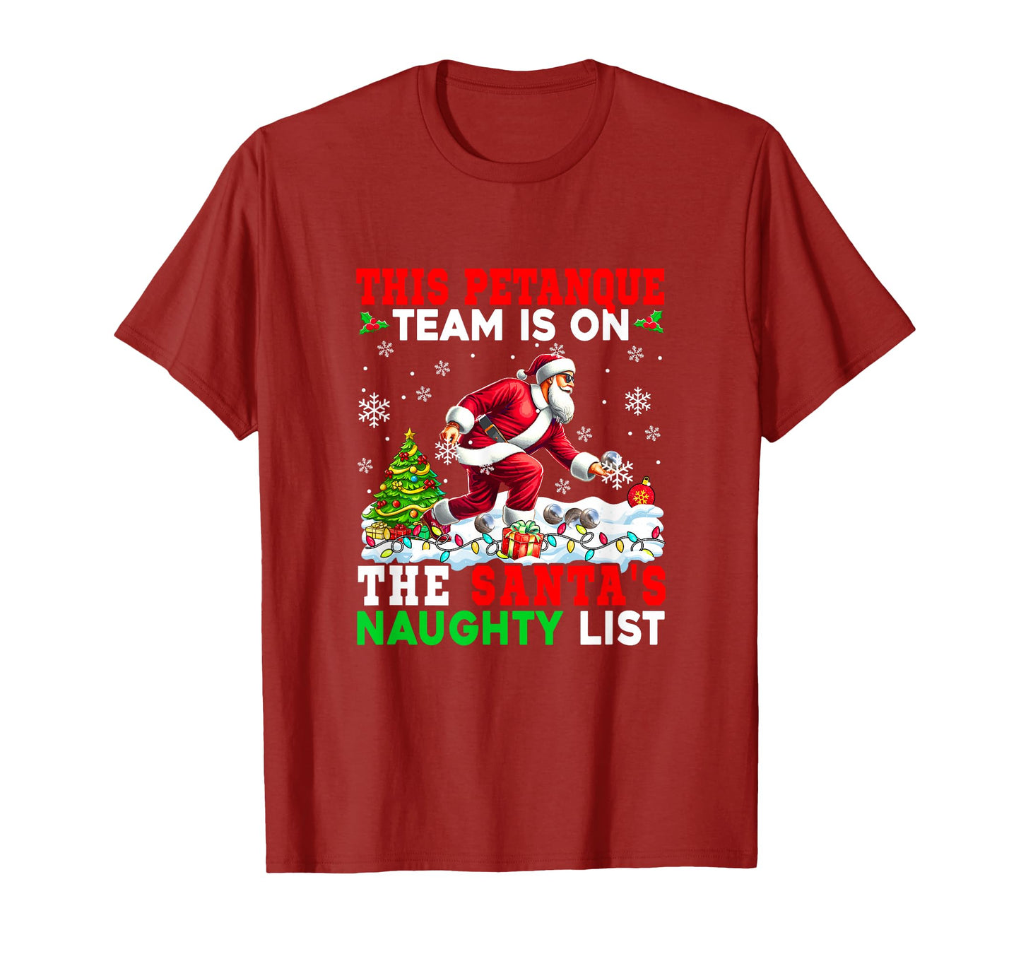 Petanque Team is On Santa's Christmas Naughty List Sports T-Shirt