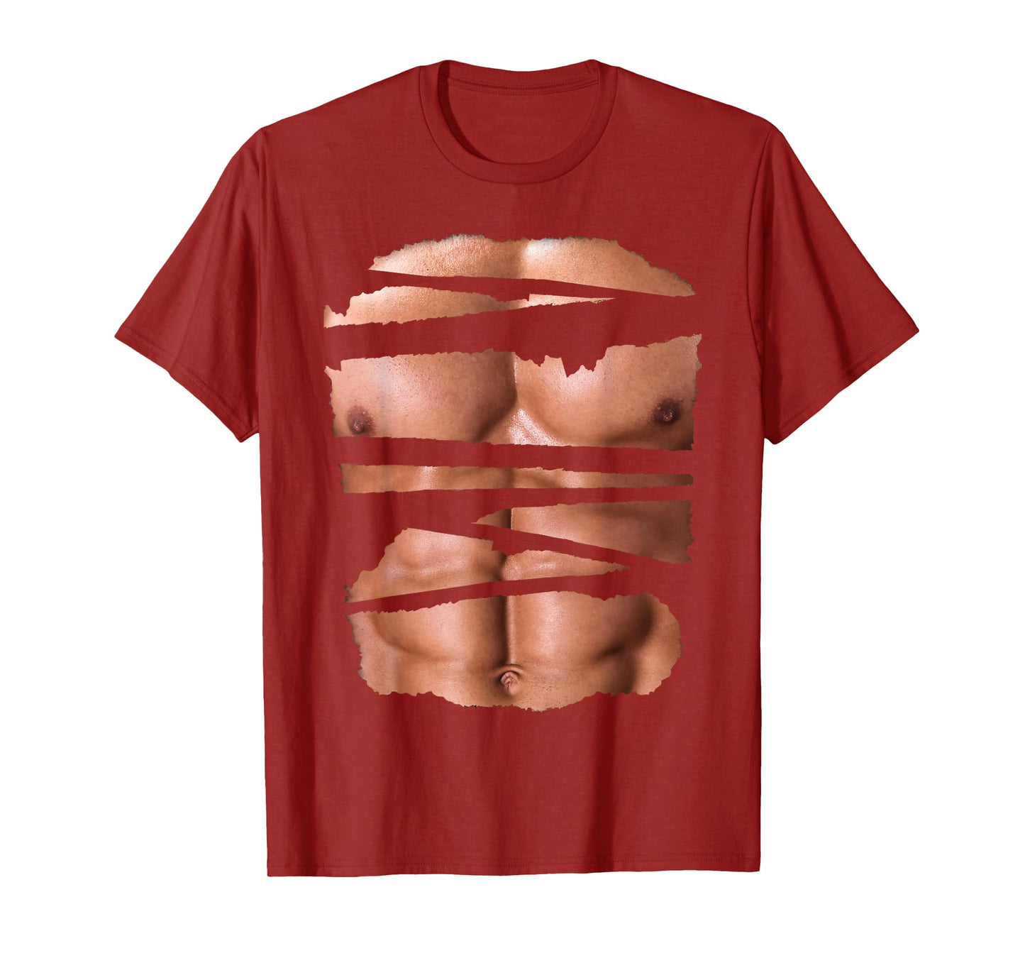 Funny Fake Muscles Fitness Model Chest Six Pack Abs Ripped T-Shirt