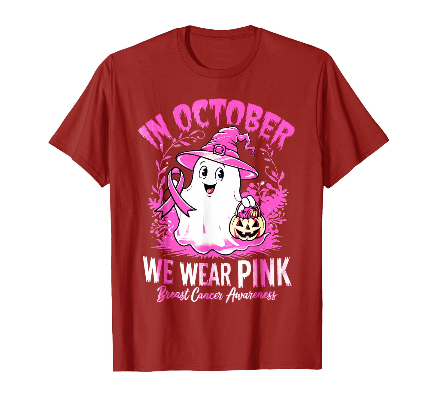 Breast Cancer Women Halloween in October We Wear Pink T-Shirt