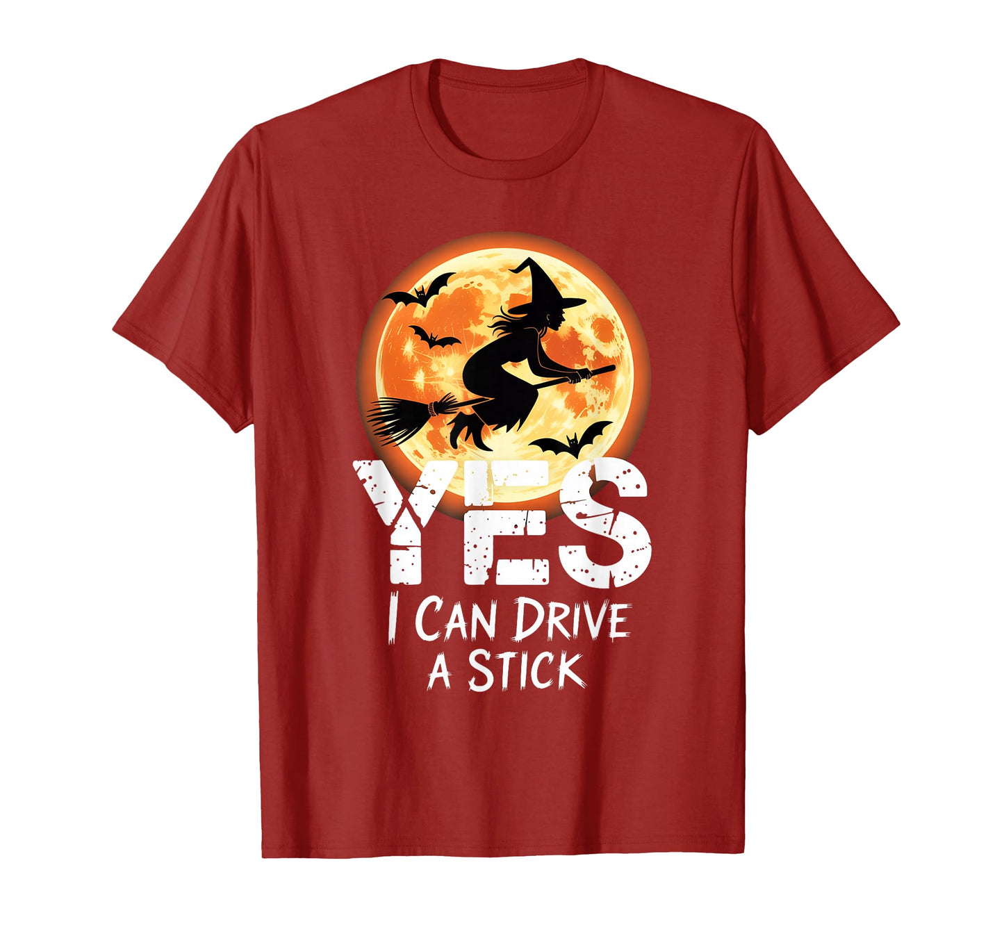 Yes I Can Drive A Stick Funny Halloween Spooky Witch T-Shirt