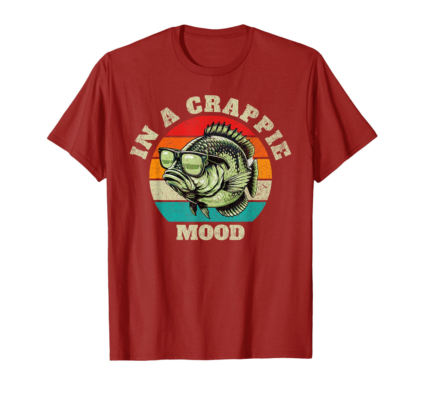 Funny In A Crappie Mood Retro Fishing Sarcastic Dad Mens T-Shirt