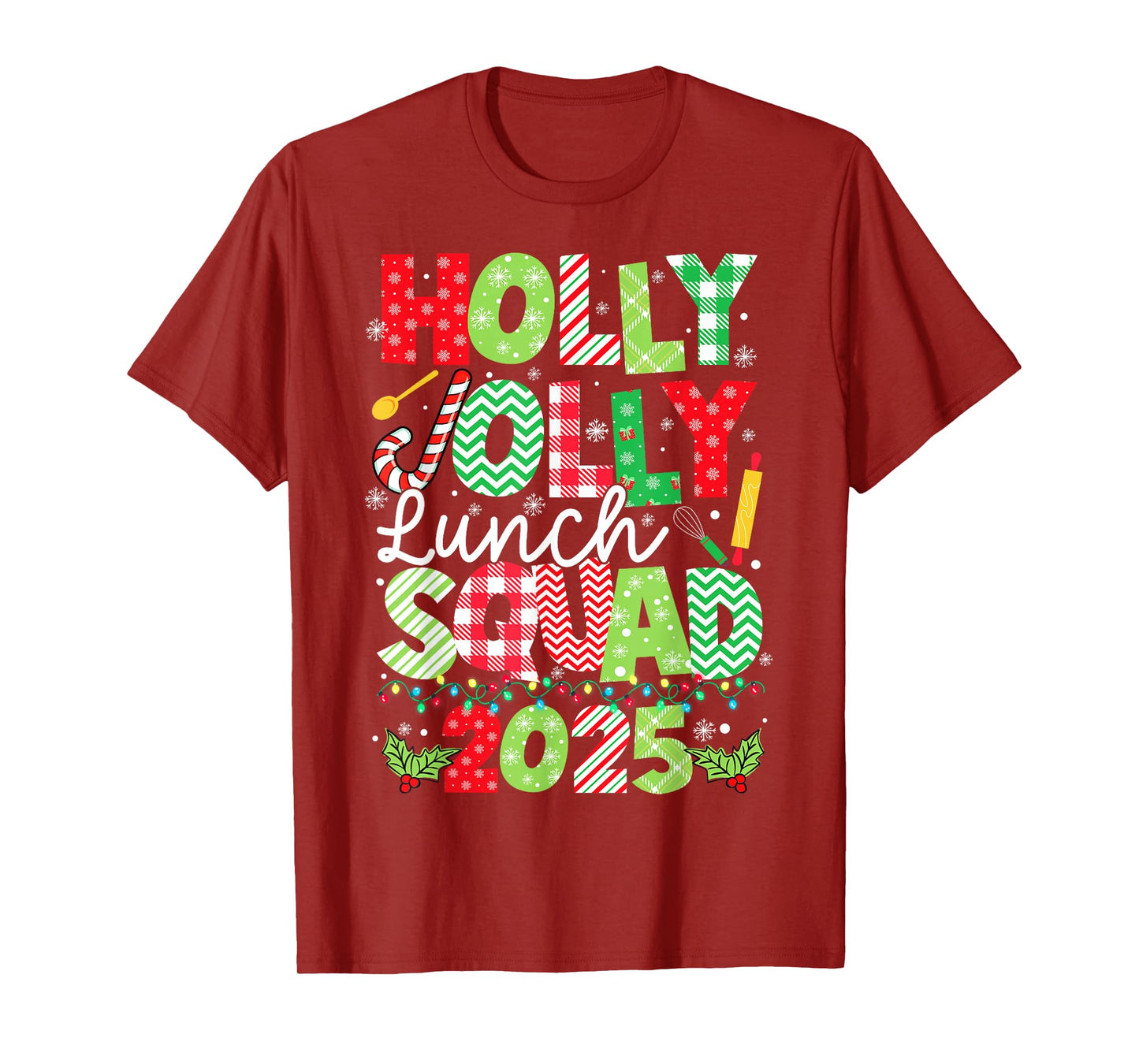 Holly Xmas Jolly Lunch Squad Funny Lunch Lady Christmas 2025 T-Shirt