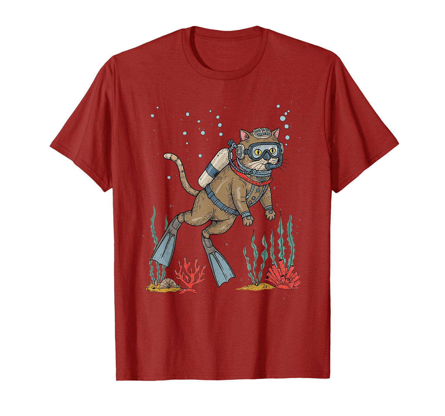Scuba Diver Cat Vintage Retro T-Shirt