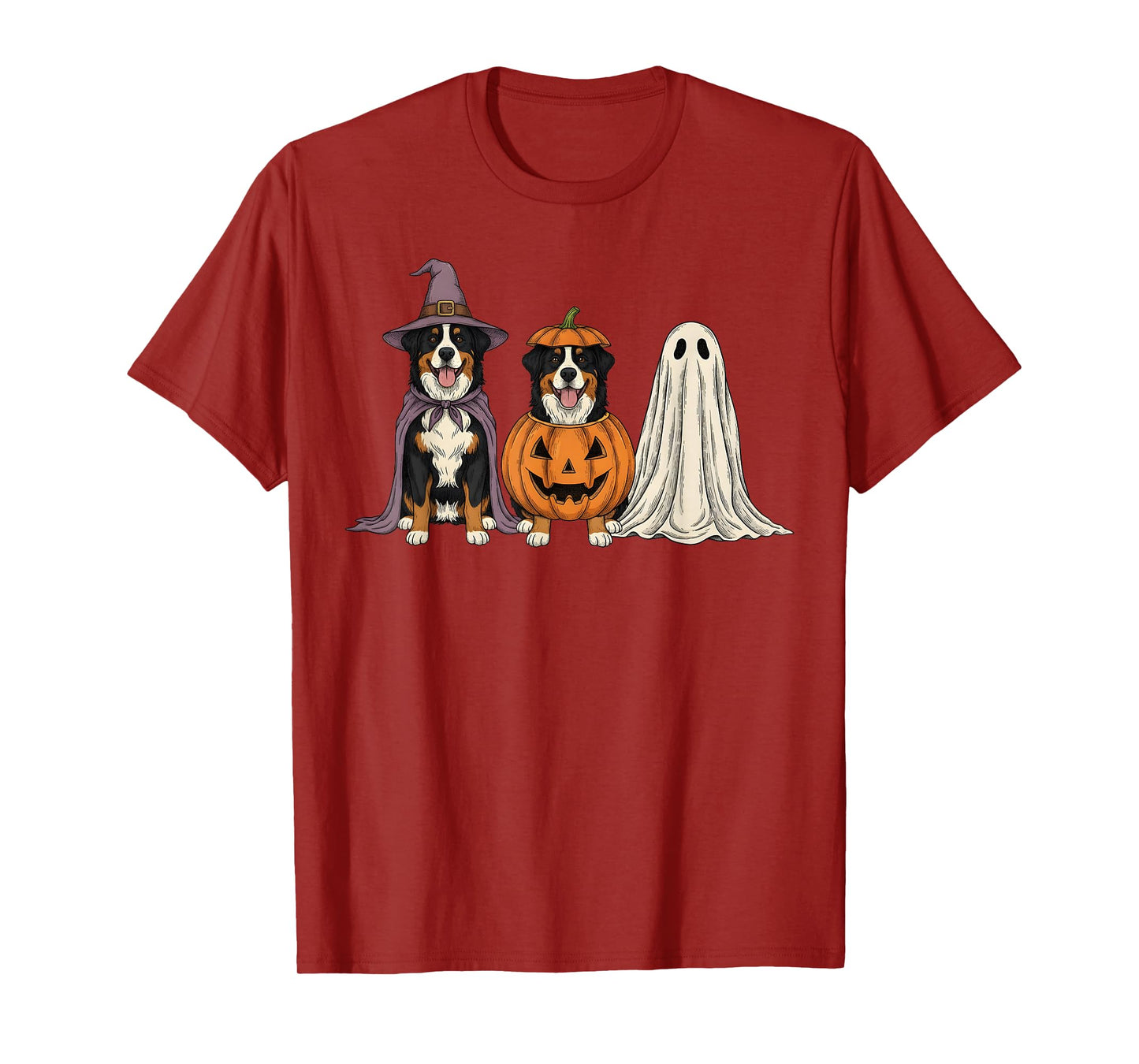 Spooky Ghost Bernese Mountain Dog Pumpkin Halloween T-Shirt