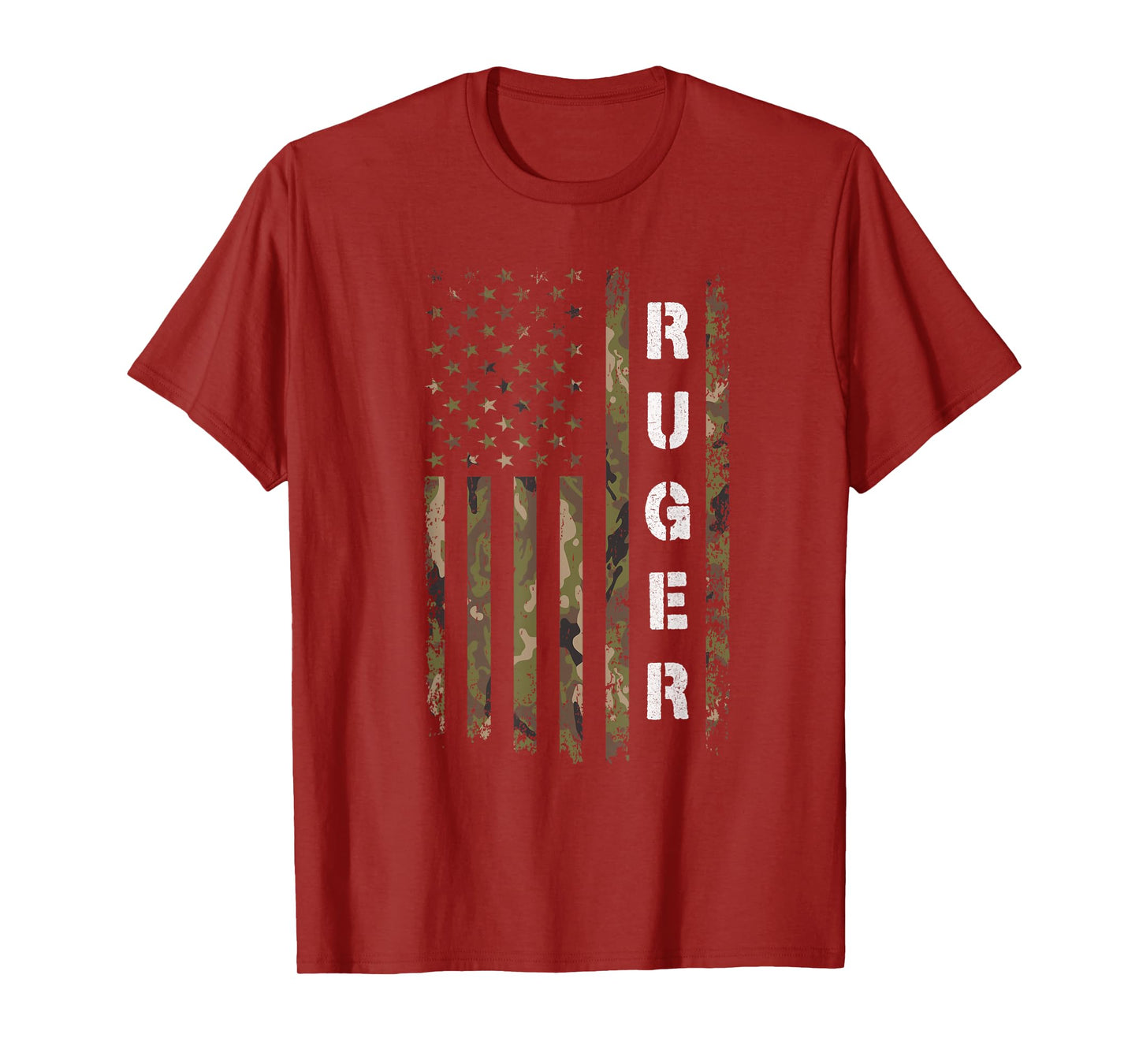 Retro Ruger Vintage Camouflage American Flag Matching Name T-Shirt