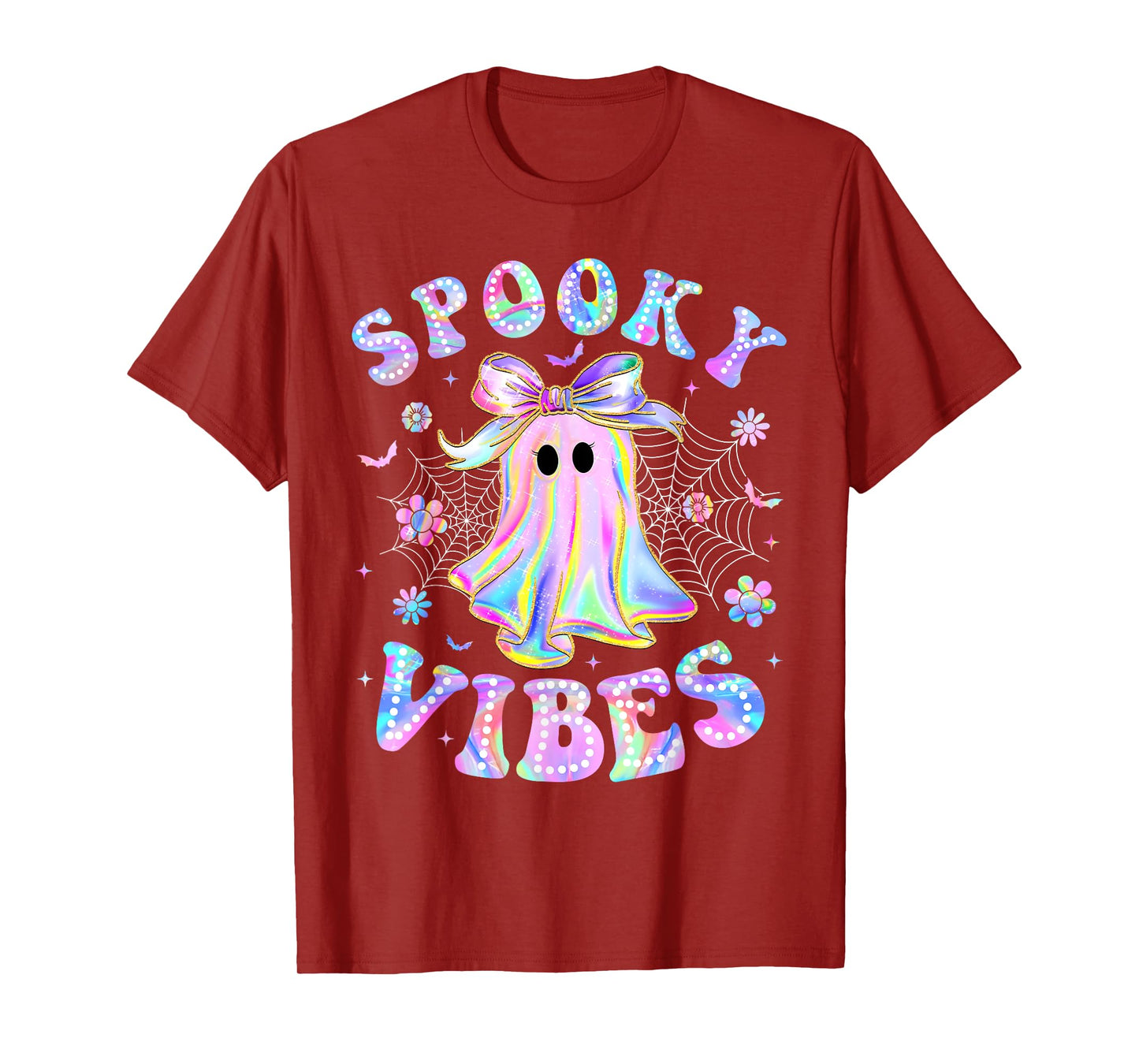 Spooky Vibes Ghost Retro Halloween Boo Boo Crew T-Shirt