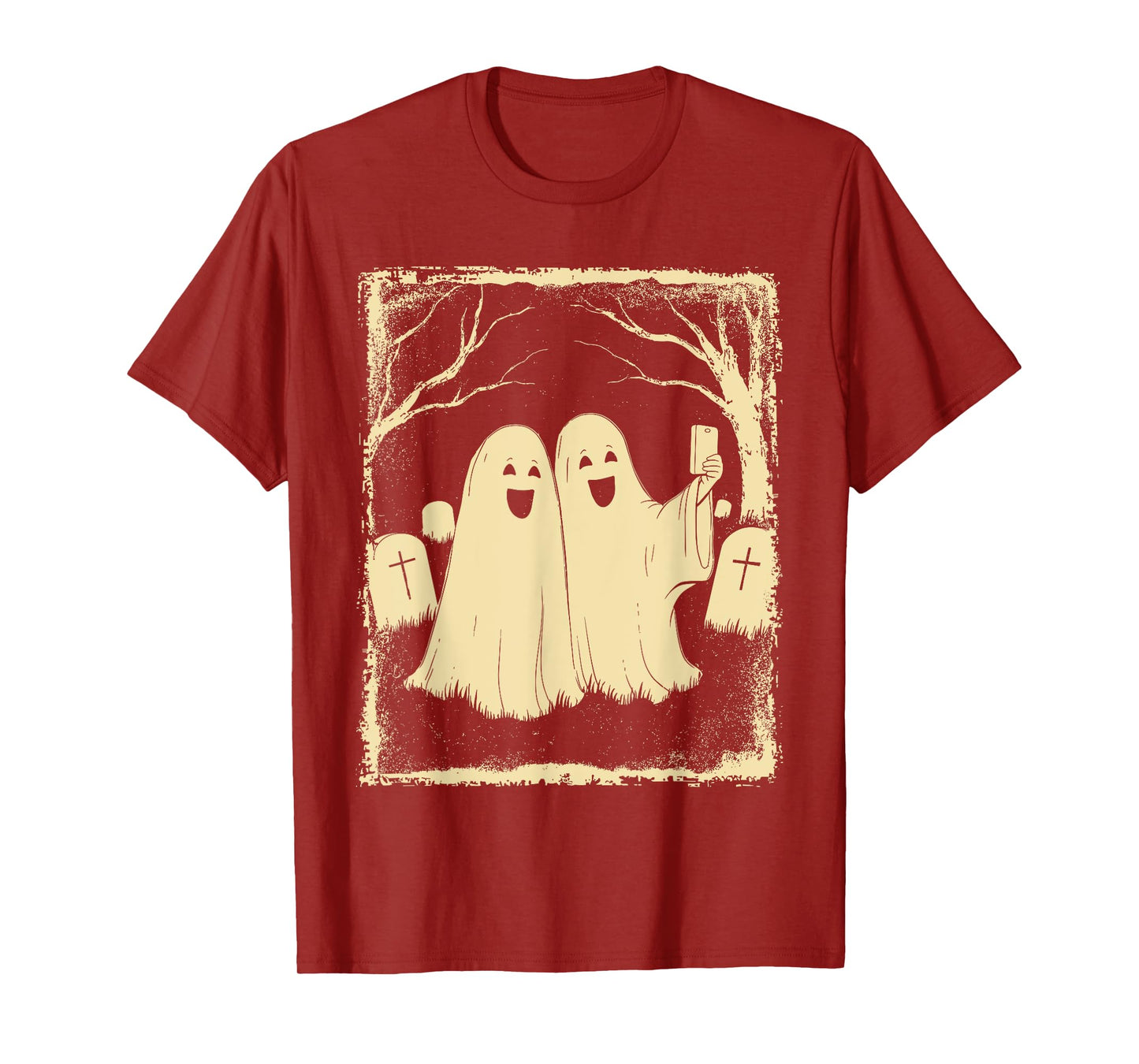 Funny Halloween Ghost Selfie Spooky Graveyard Retro Look T-Shirt