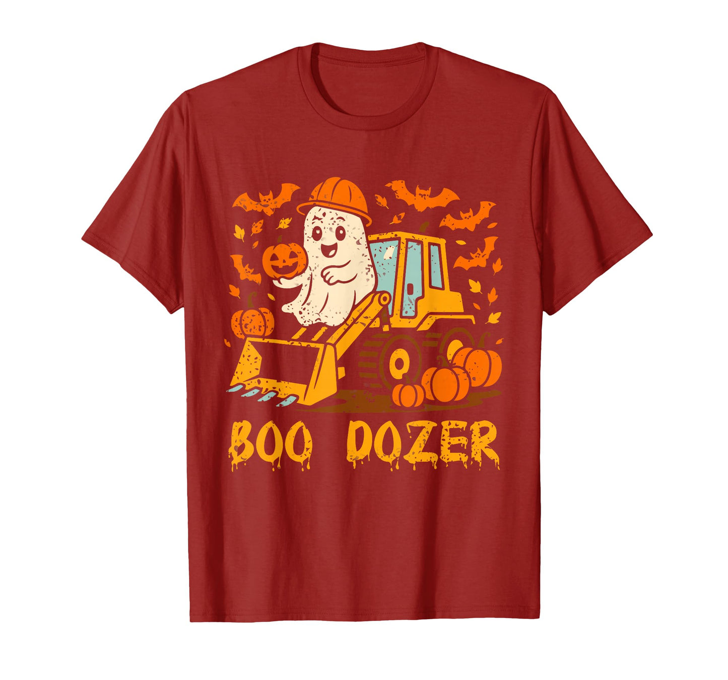 Boo Dozer Ghost Bulldozer Halloween Construction Trucks Kids T-Shirt