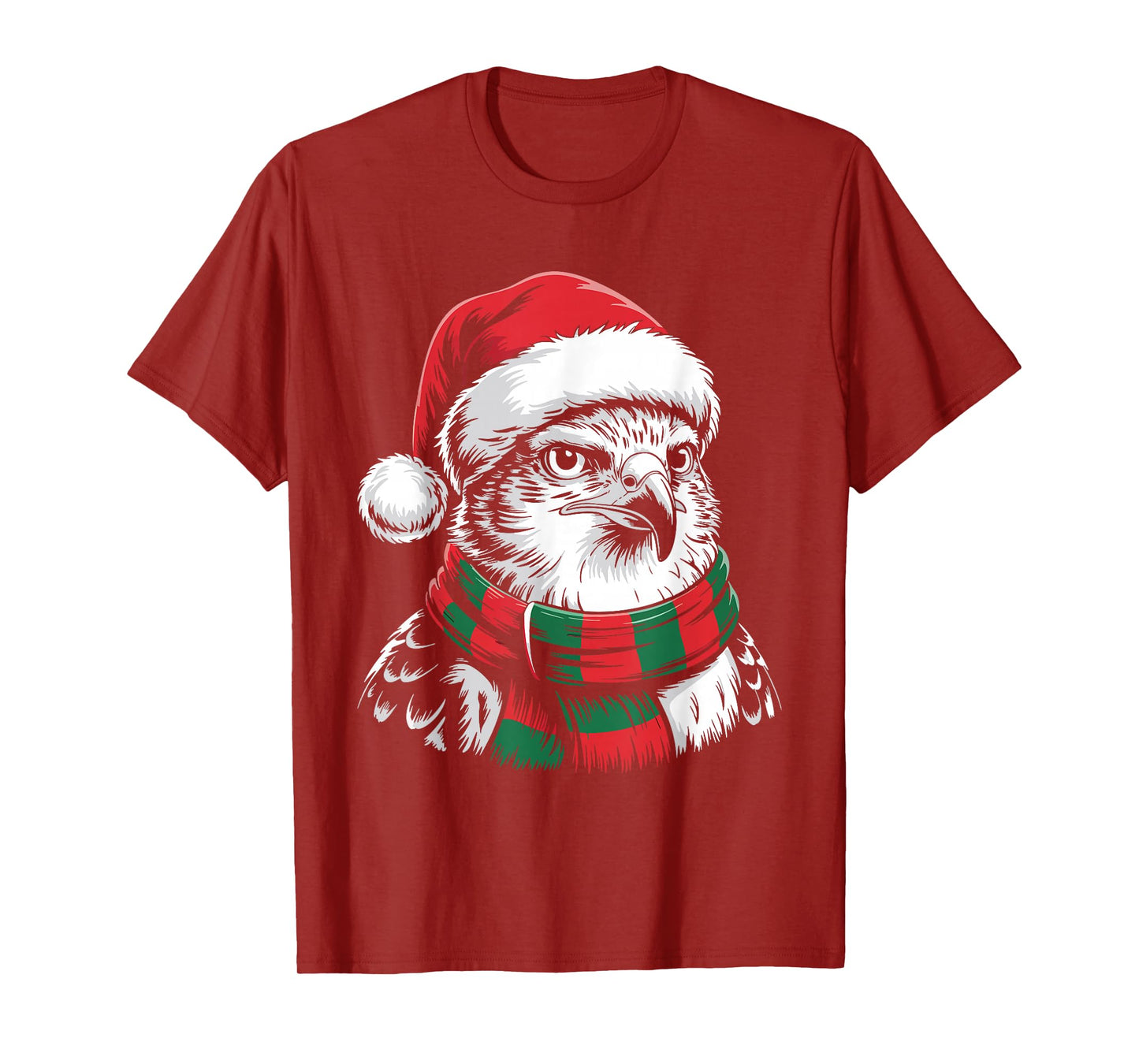 Hawk Xmas Santa Hat Scarf Christmas Costume T-Shirt