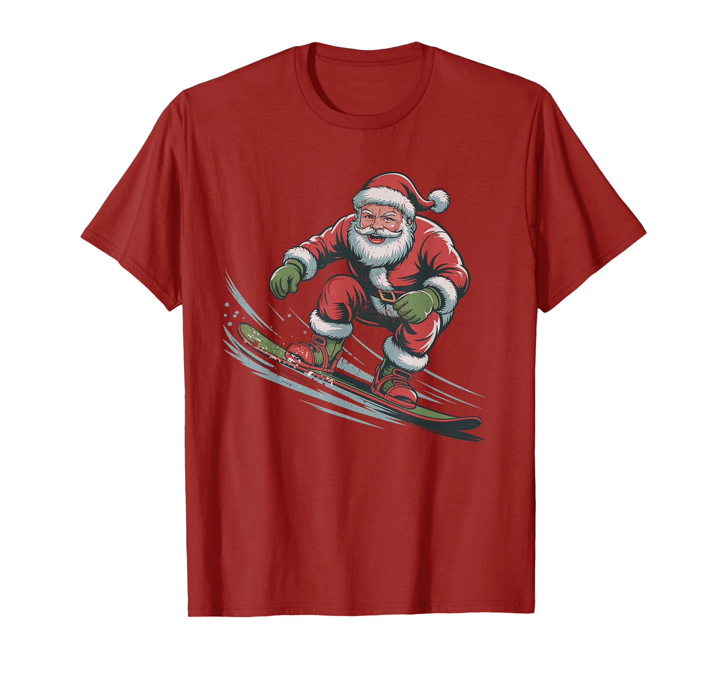 Vintage Santa Snowboarding Retro Christmas Holiday Sports T-Shirt