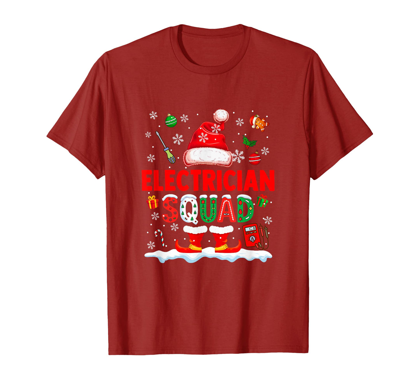 Electrician Squad Men Job Christmas Santa Costume Bow Tie T-Shirt