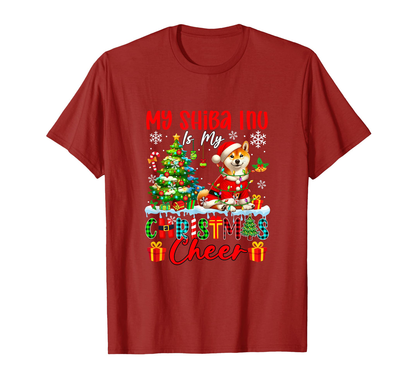 My Shiba Inu is My Xmas Cheer Funny Santa Dog Owner Kids T-Shirt