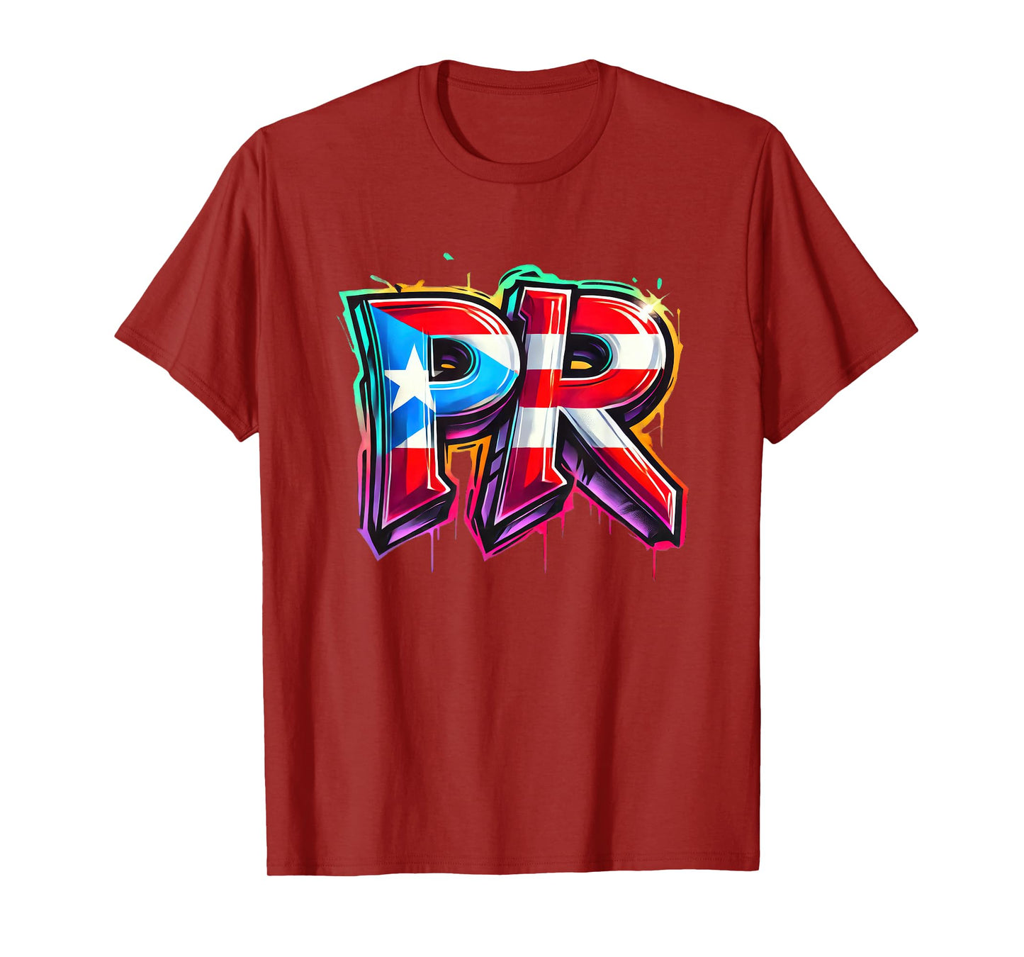 PR Graffiti Puerto Rico Flag Spray Paint Street Art Fun Cool T-Shirt