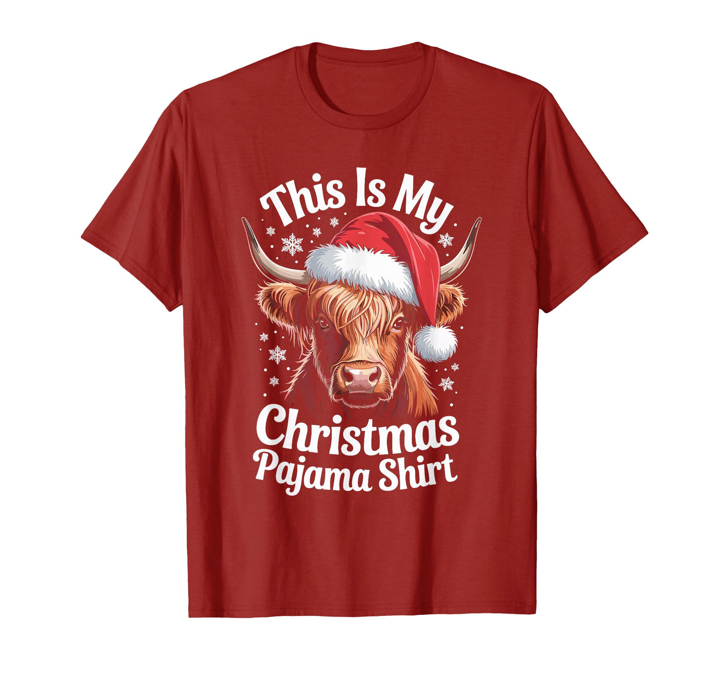 Highland Cow Santa Hat Christmas Highland Cattle Xmas T-Shirt