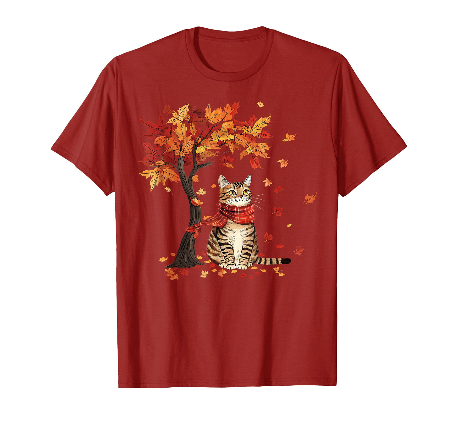 Cat Leaf Fall Tree Hello Autumn Thanksgiving It's Fall Y'all T-Shirt