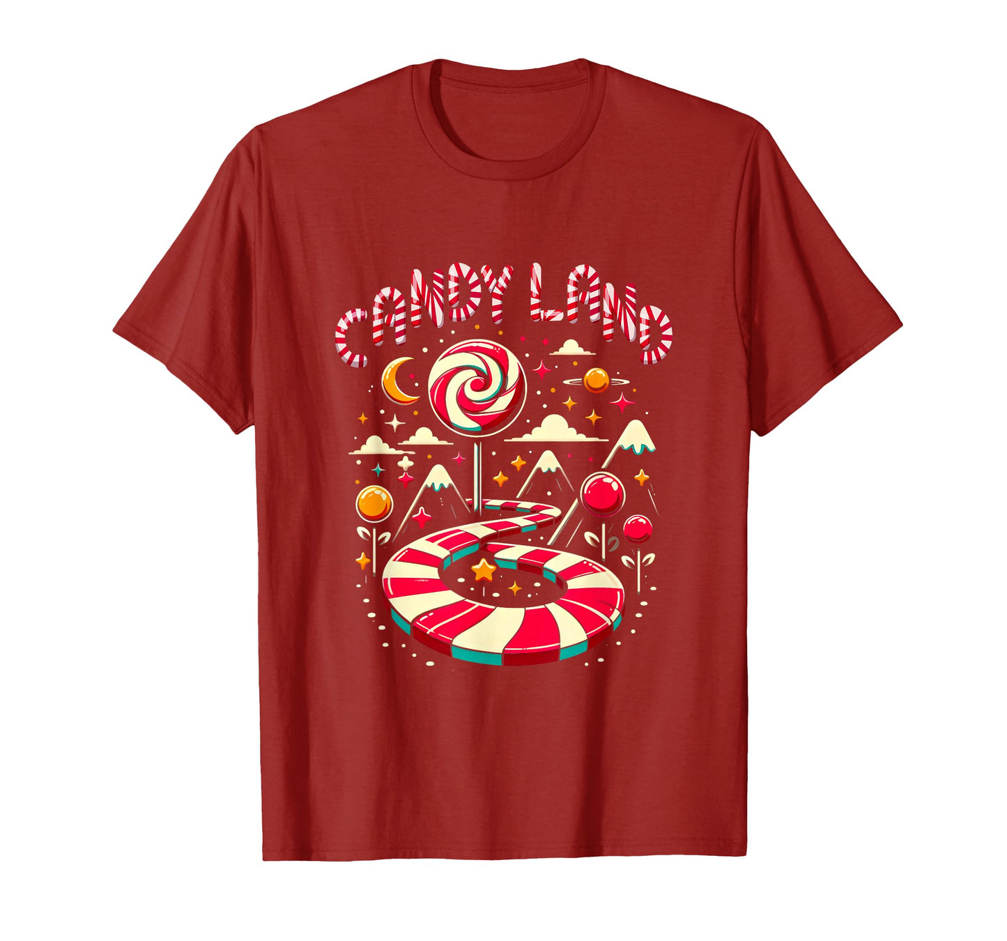 Xmas Candy Land Rainbow Trail Candy Cane Merry Christmas T-Shirt