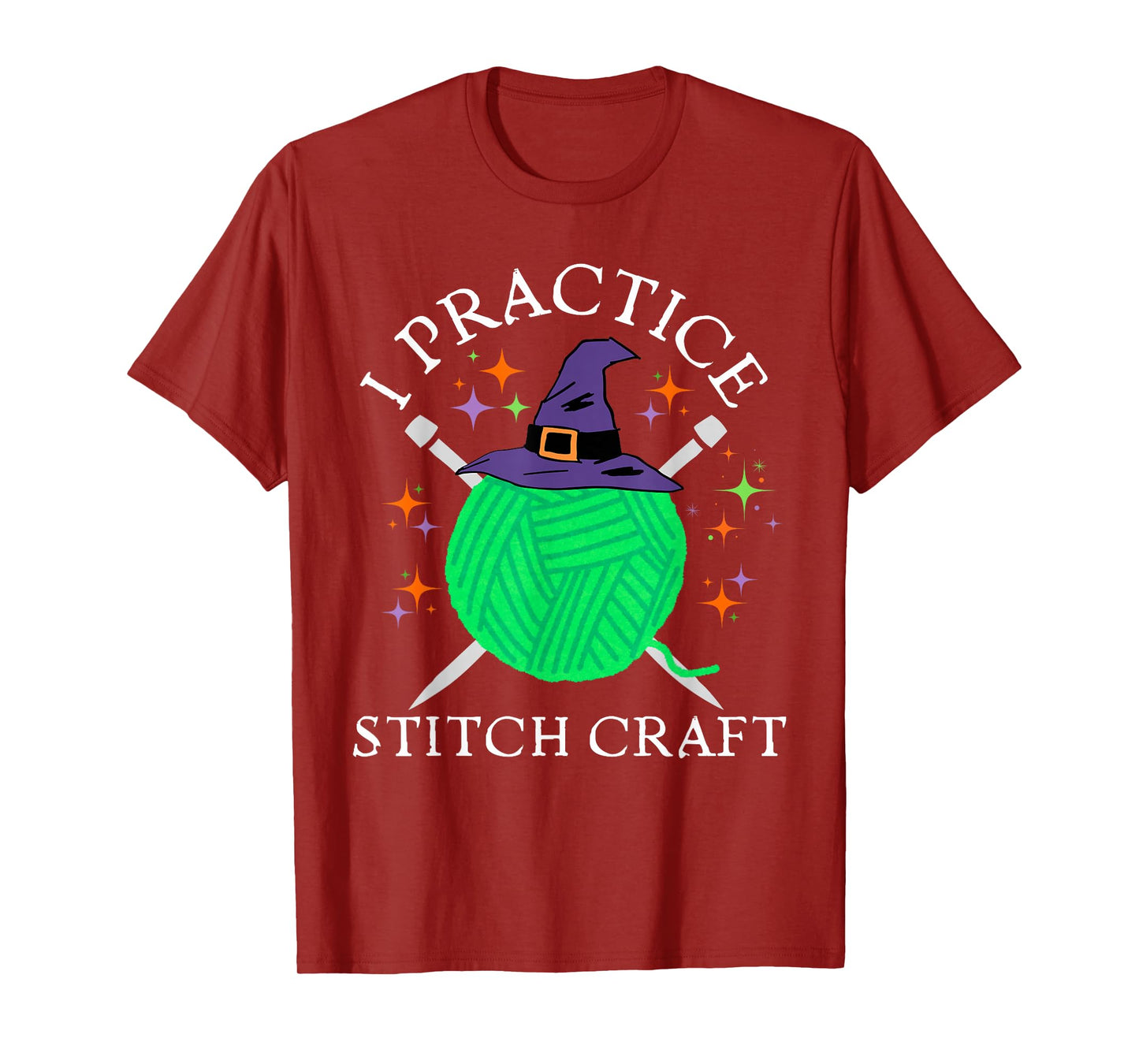 I Practice Stitch Craft Halloween Knitting Knit Yarn Funny T-Shirt