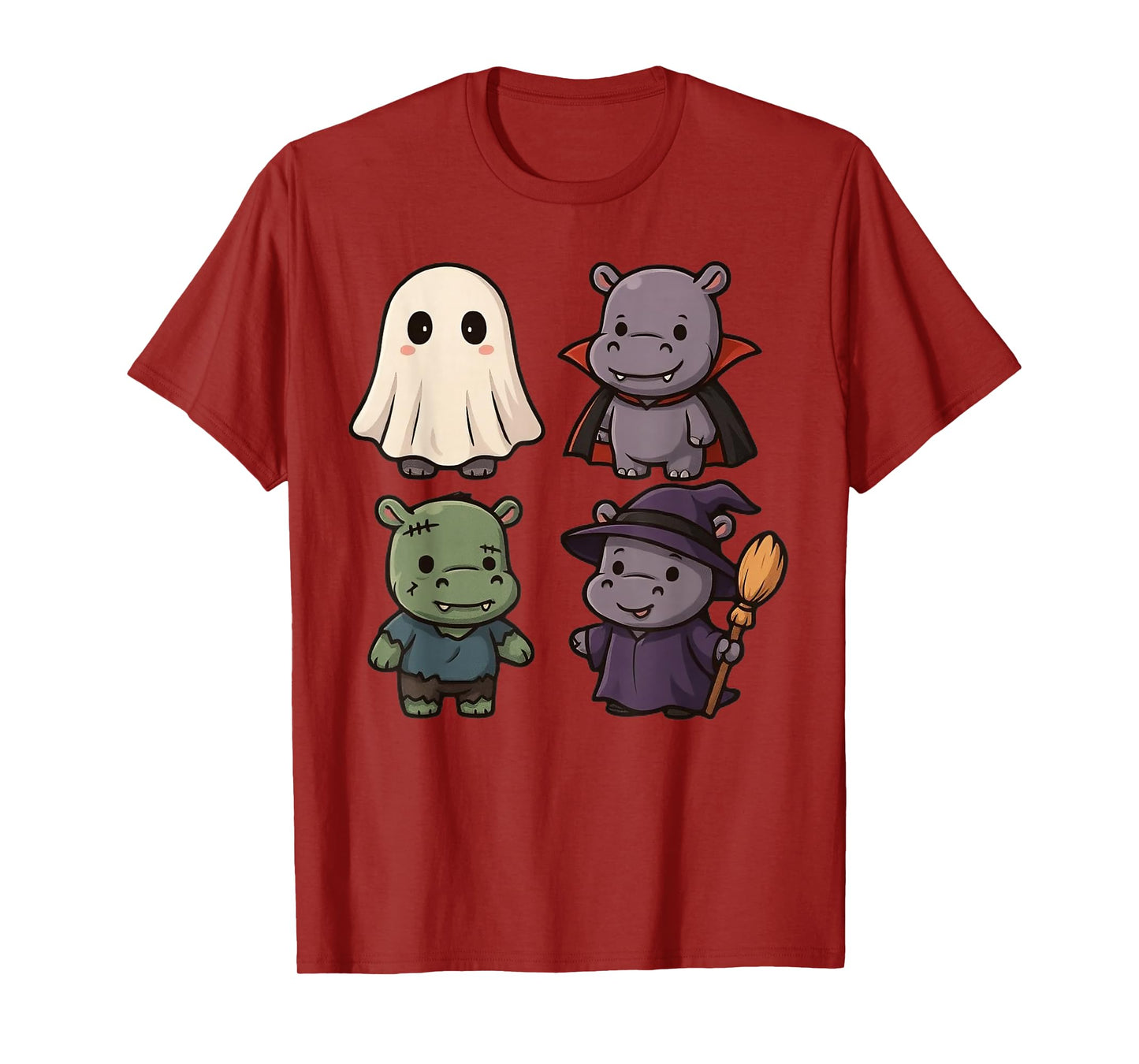 Funny Hippo Ghost Witch Zombie Halloween Costume Boys Girls T-Shirt