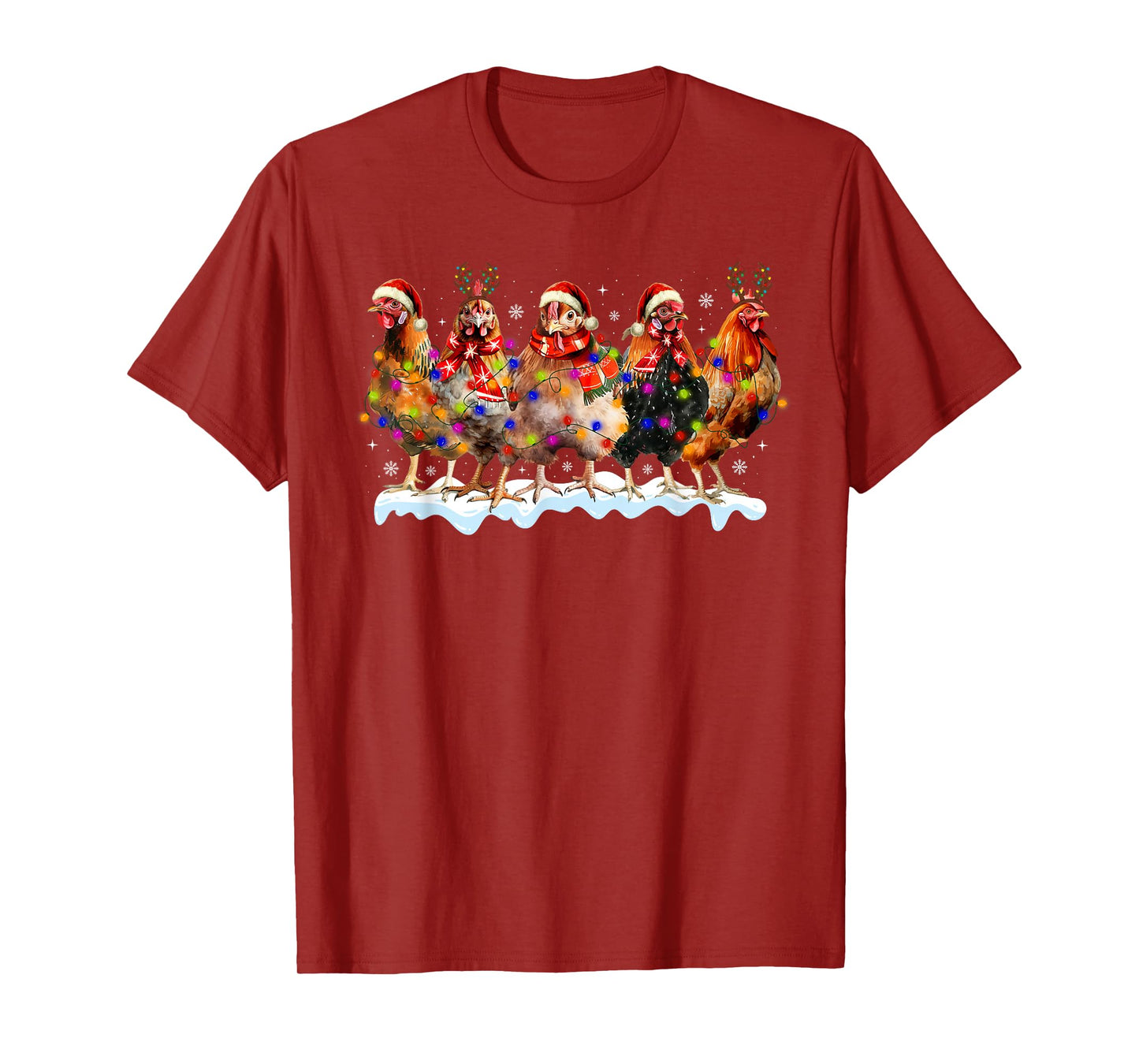 Funny Chicken Christmas Lights Farm Animal Lover Xmas Pajama T-Shirt