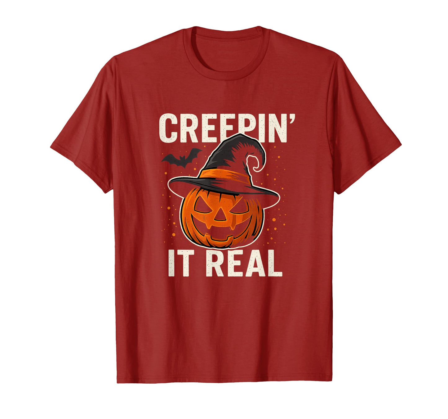 Creepin’ It Real Halloween Pumpkin Witch Hat Funny Spooky T-Shirt