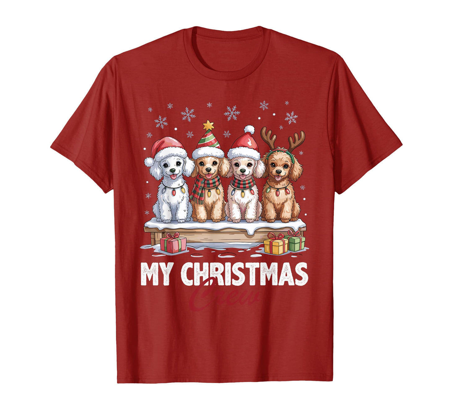 Poodle Christmas Crew Funny Dog Lovers Holiday Pajama T-Shirt