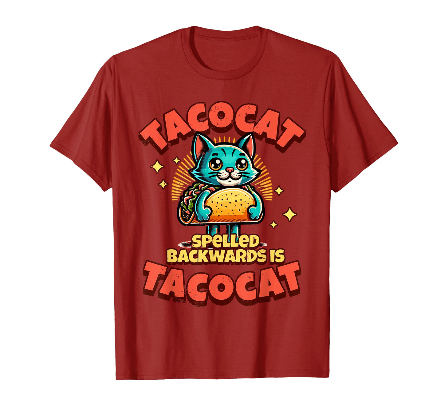Retro Tacocat Spelled Backwards Is Taco Cat Tee, Cute Paws T-Shirt for Men Women Girls Kids