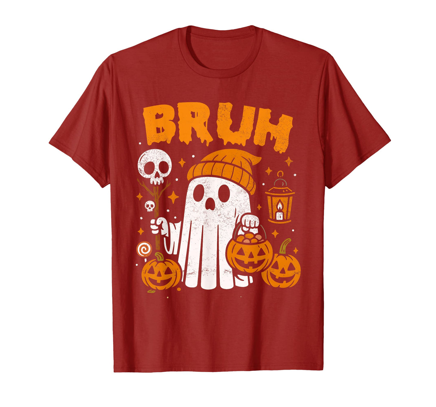 Bruh Ghost Halloween Retro Ghost Trick Or Treat Candy Kids T-Shirt