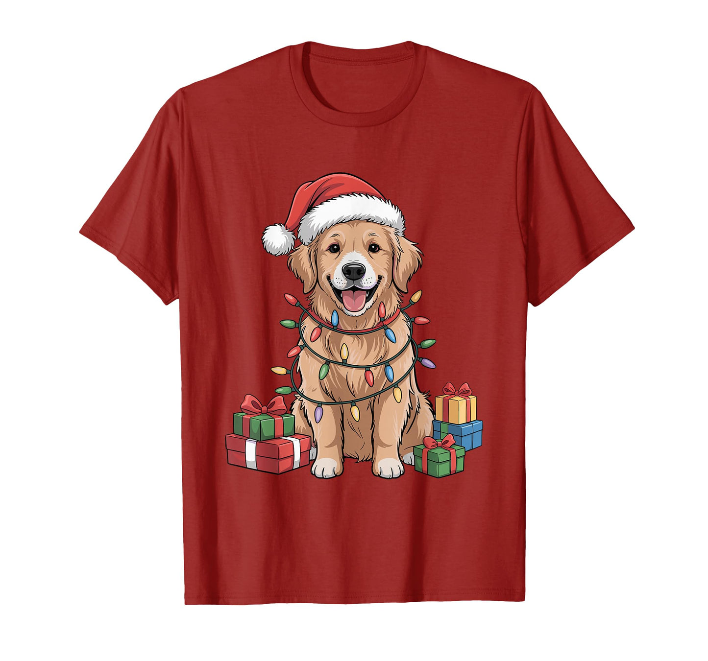 Golden Retriever Santa Hat Christmas Xmas Dog Lovers Holiday T-Shirt