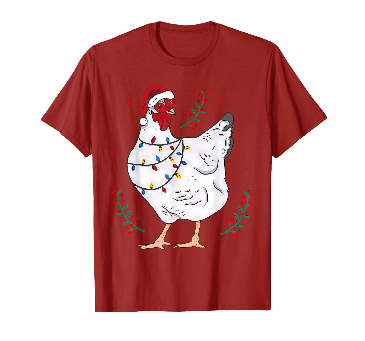 Christmas Lights Chicken Santa Funny Xmas Tree Chick T-Shirt