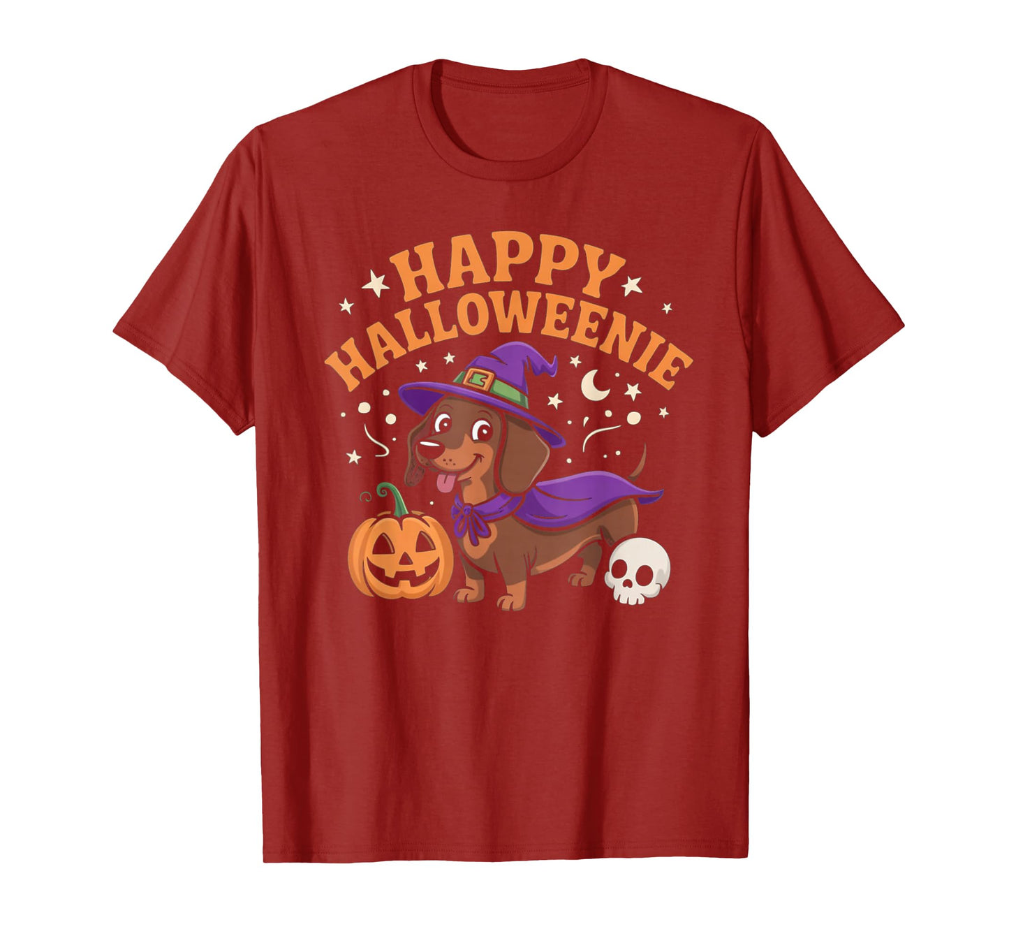 Dachshund Weiner Dog Witch Happy Halloweenie T-Shirt