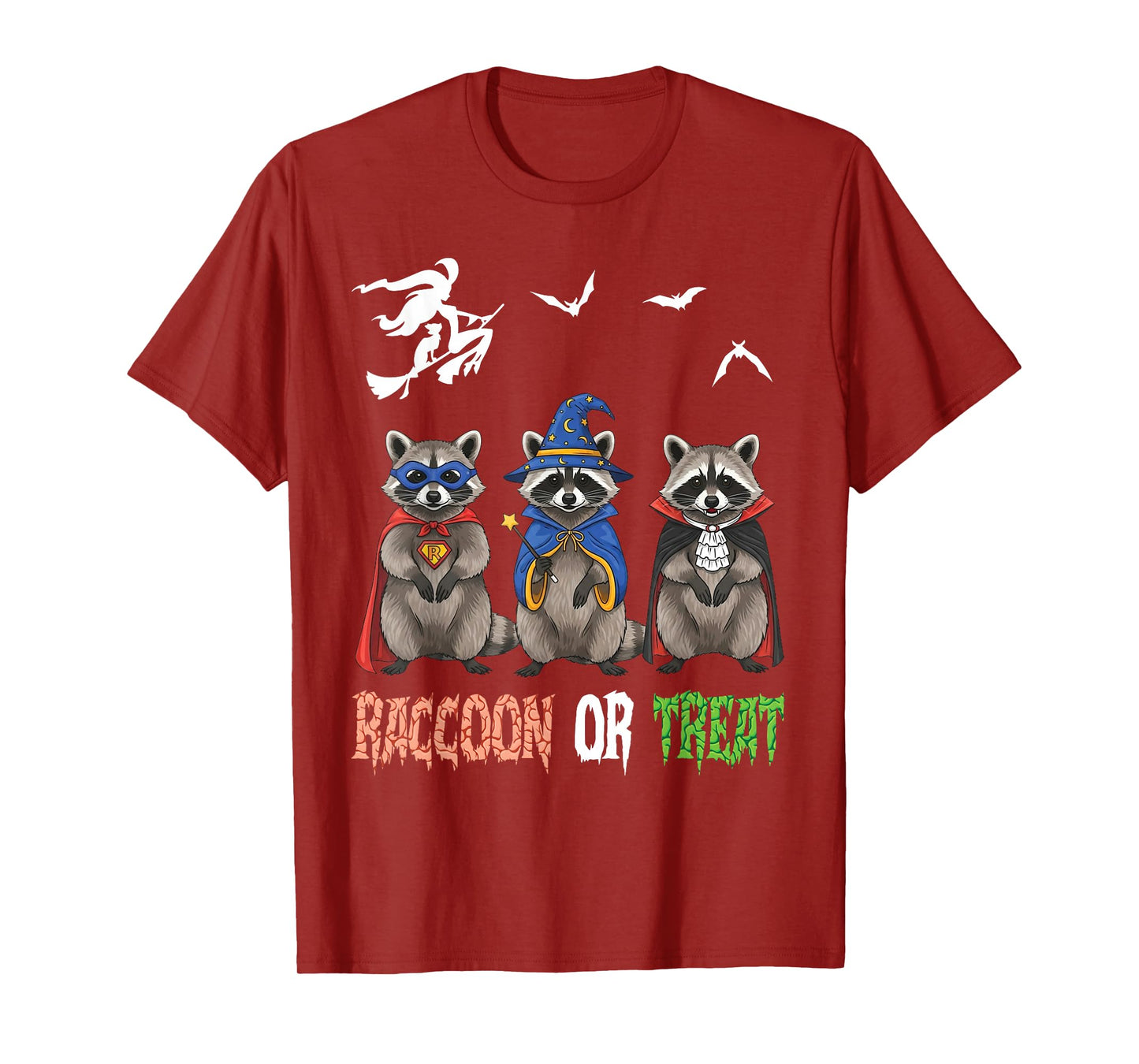 Raccoon Or Treat Halloween Day Witch Ghost Pumpkin Costume T-Shirt