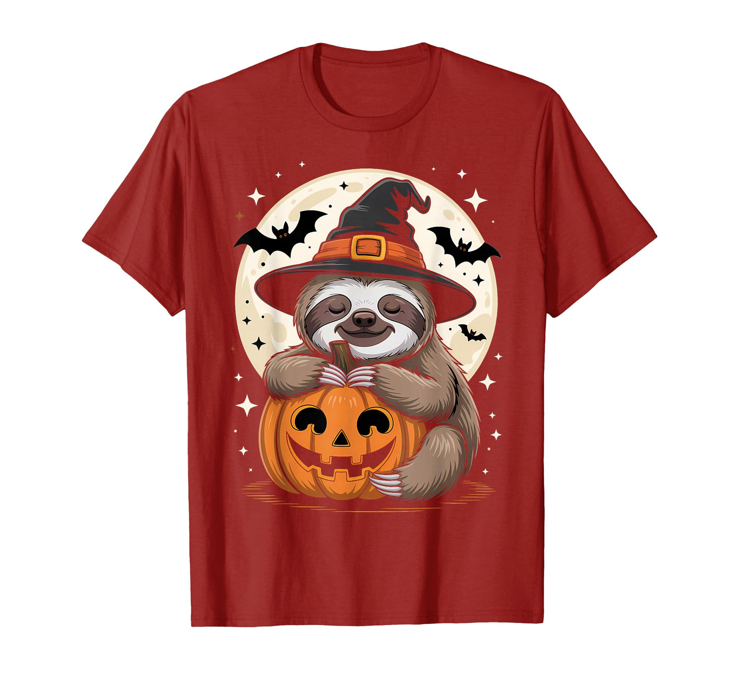 Halloween Sloth Witch Hat Pumpkin Spooky T-Shirt