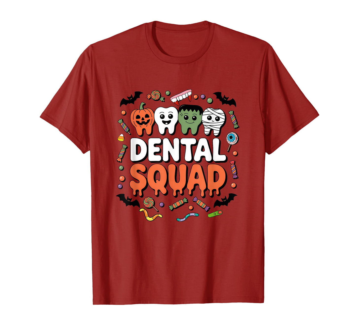 Dental Squad Costume Trick Or Teeth Dentist Halloween Ghost T-Shirt
