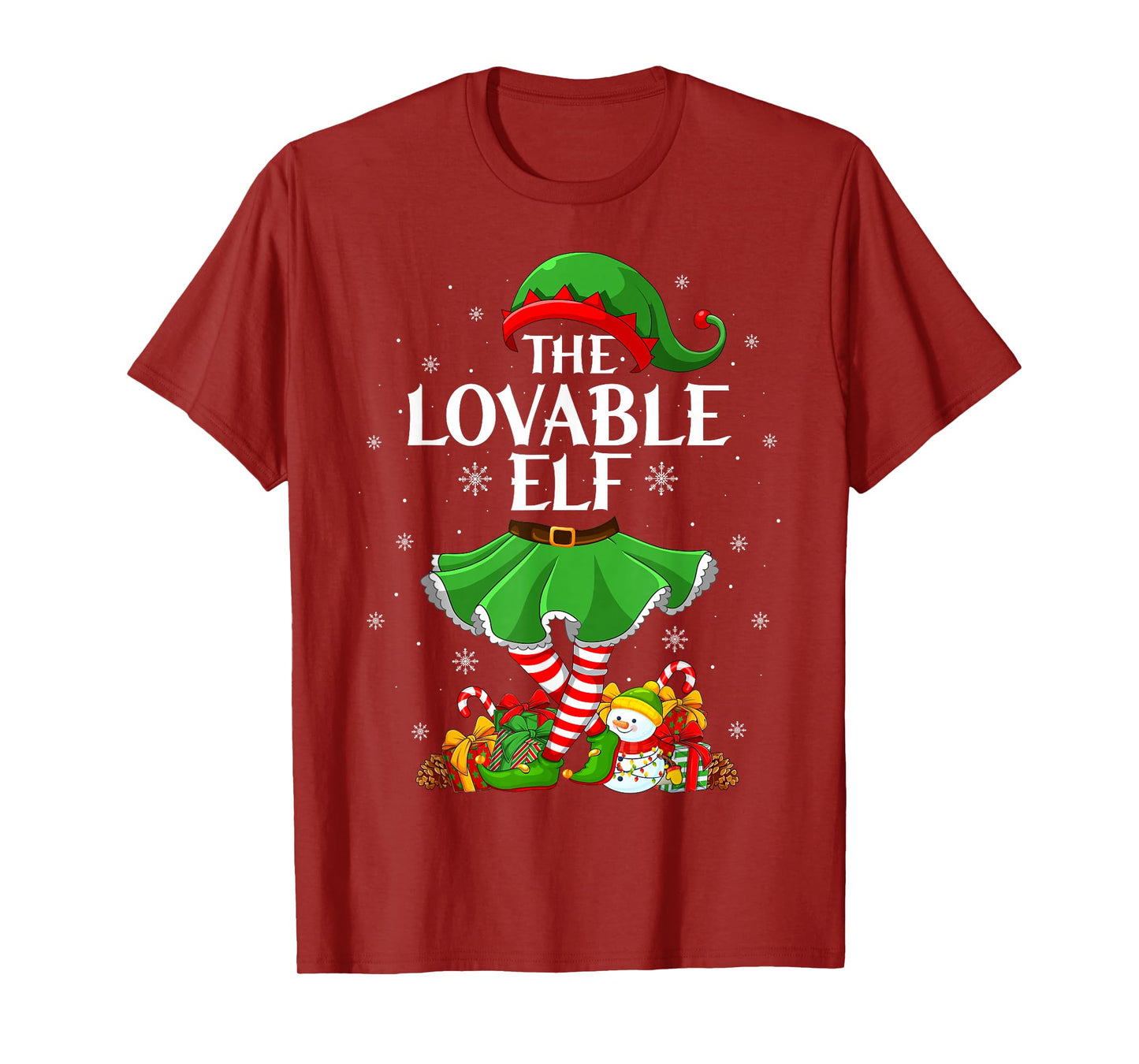 Lovable Elf Christmas Family Elf Squad Xmas Girls Women T-Shirt