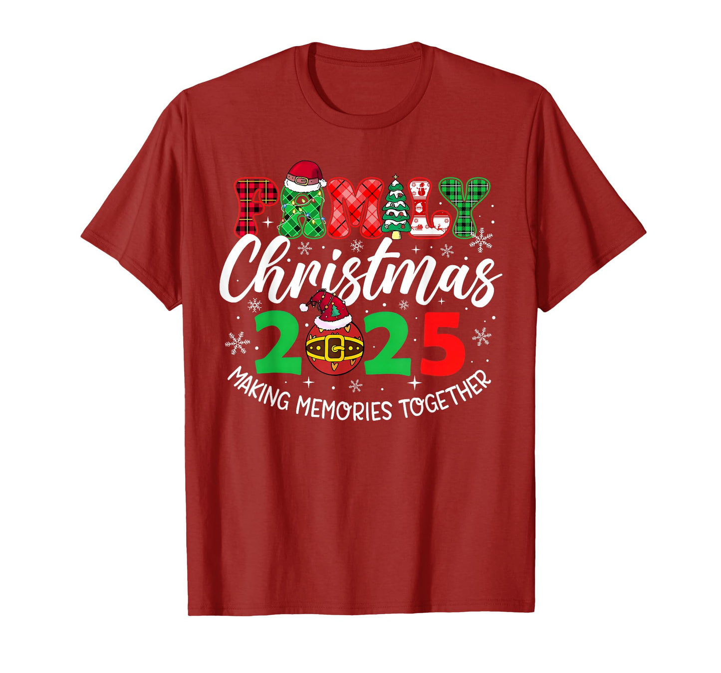Family Christmas 2025 Xmas Lights Santa Snowflake Pajamas T-Shirt