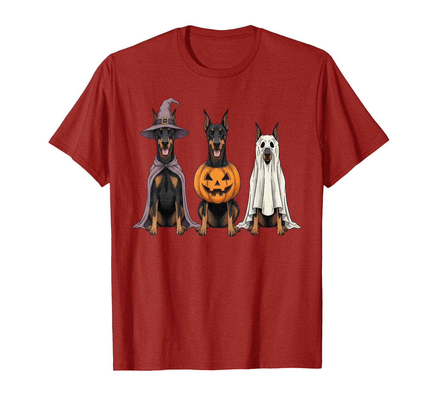 Spooky Ghost Doberman Pinscher Pumpkin Halloween Dog Lover T-Shirt