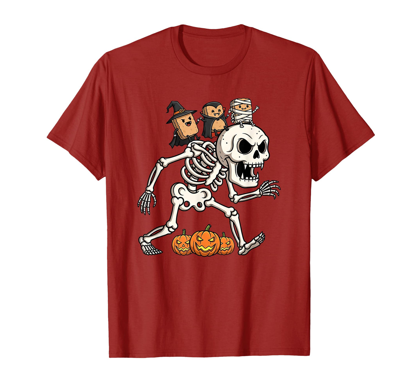 Funny Biscuit Skeleton Mummy Witch Halloween Kid Mens Womens T-Shirt