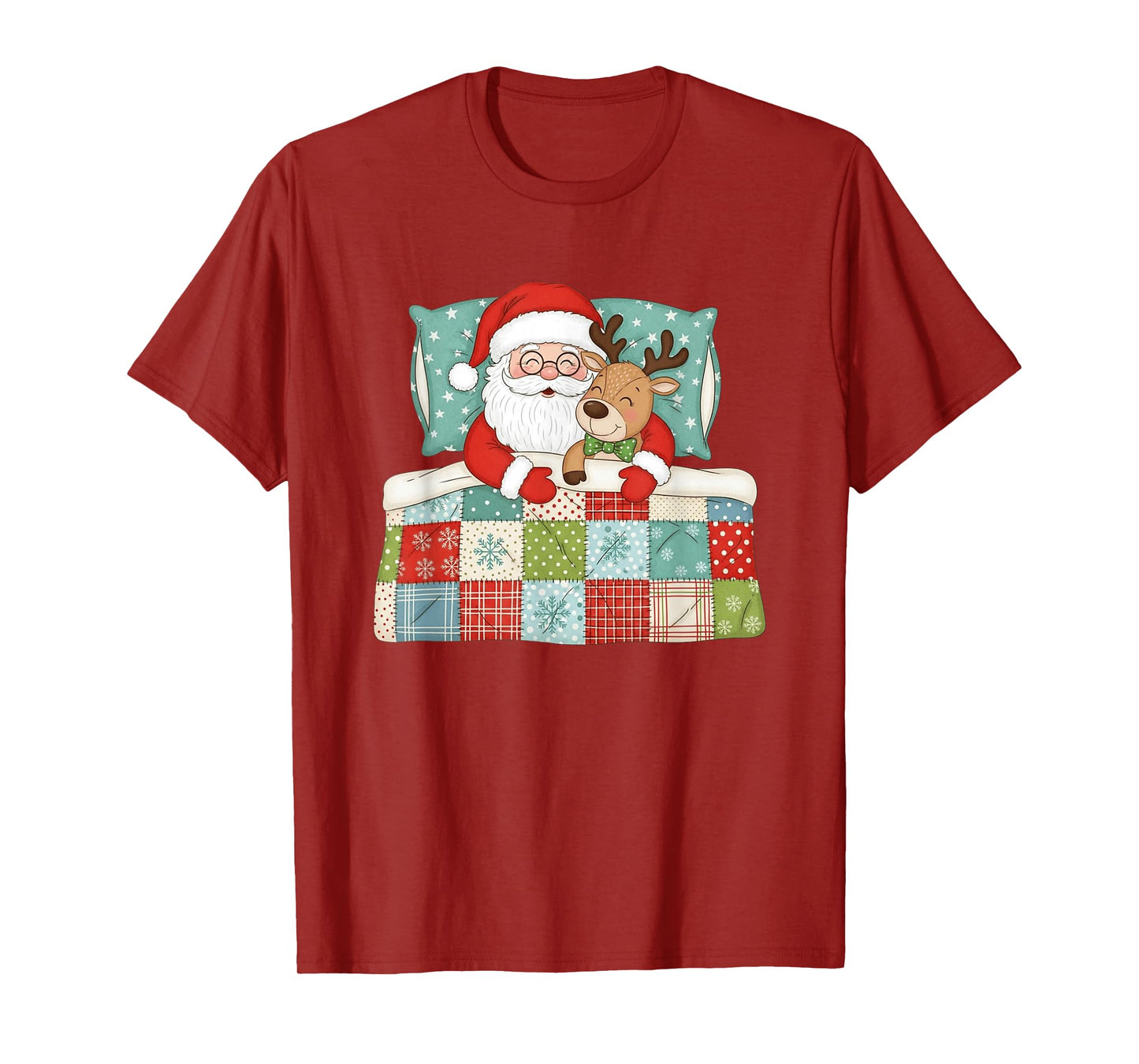 Santa Claus and Reindeer Sleeping Christmas T-Shirt