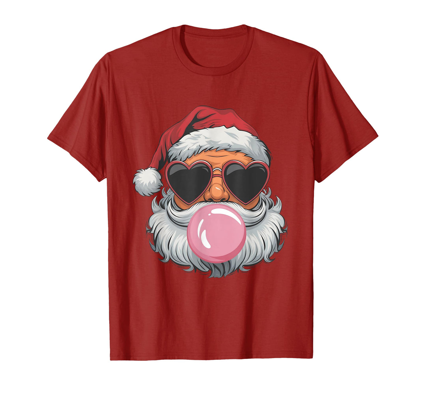 Retro Cute Santa Christmas Blowing Bubble Gum Vintage Girly T-Shirt