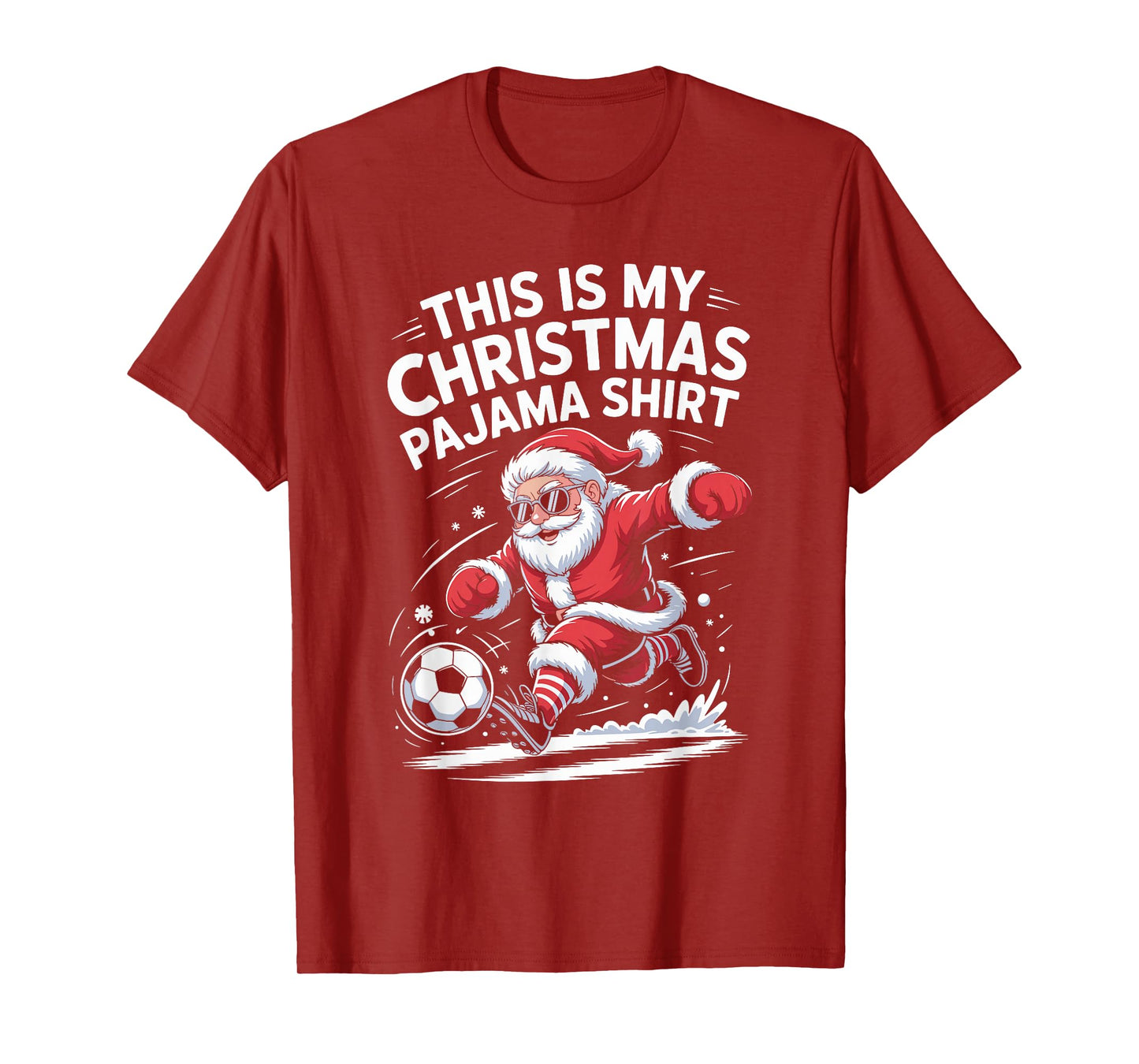 Funny Santa Claus Soccer Player Christmas for Kids Men T-Shirt