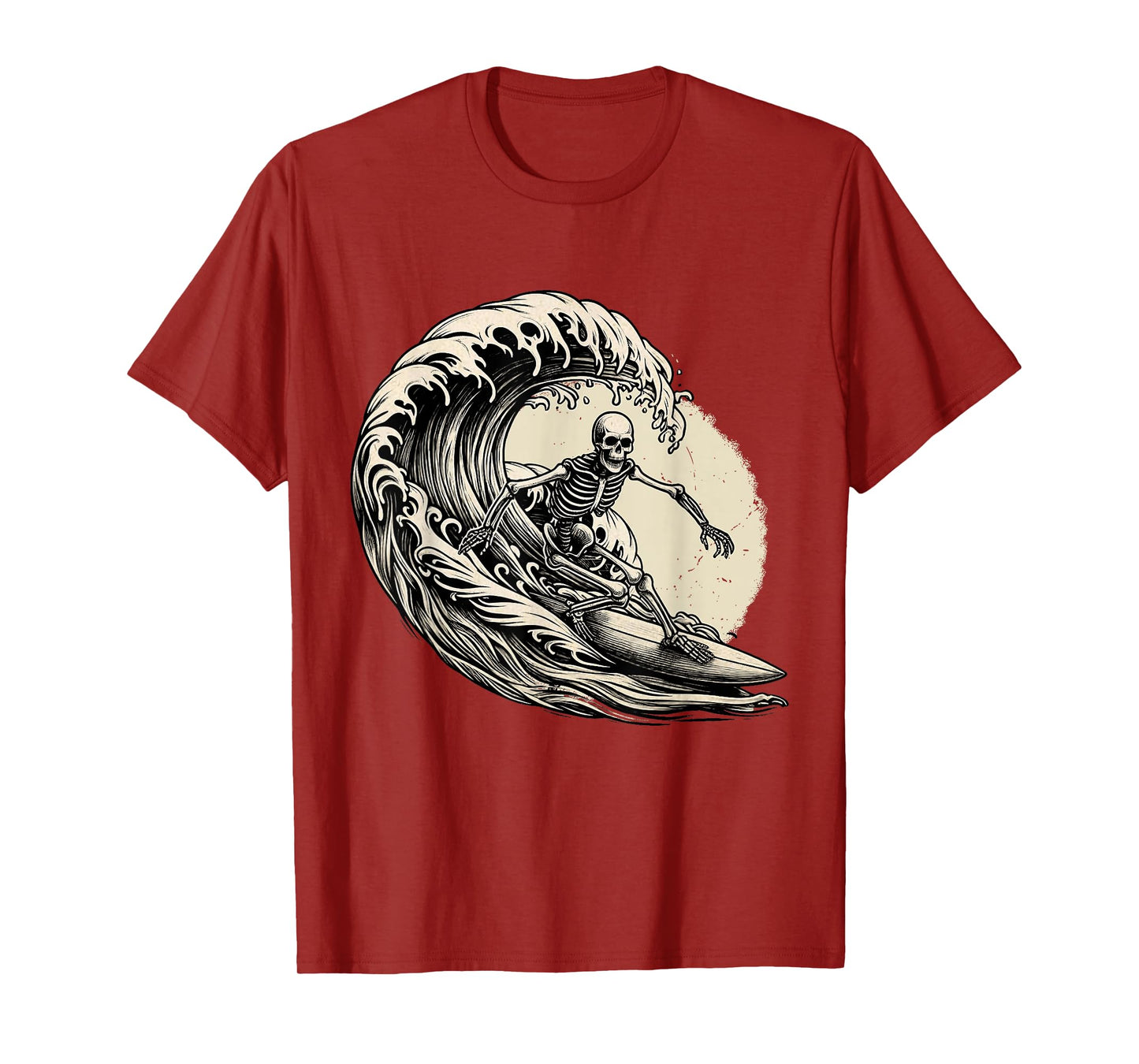 Skeleton Surfer Vintage Big Wave Surfing Funny Halloween T-Shirt