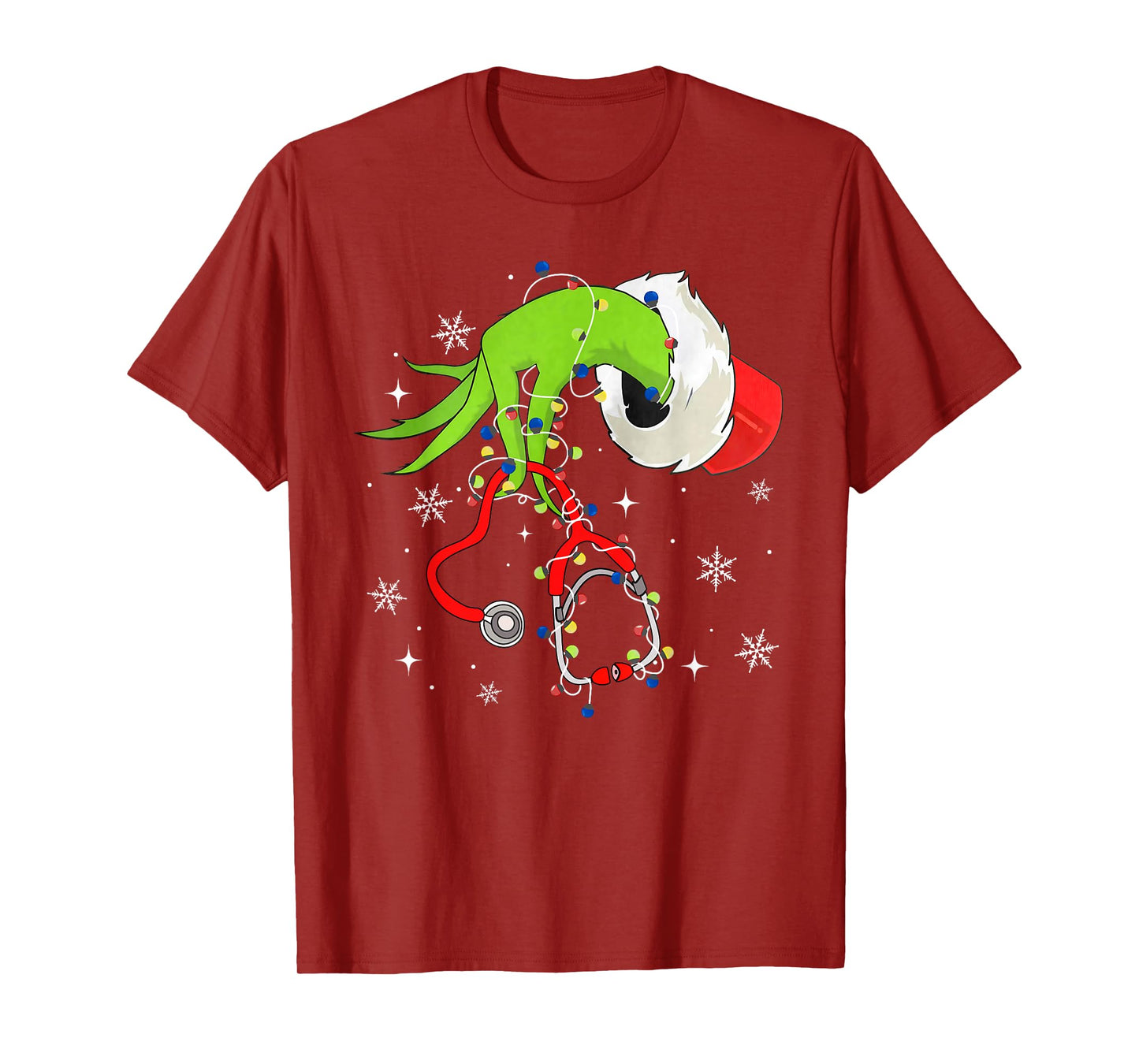 Nurse Christmas Stethoscope Nurses Xmas Pajamas Santa Women T-Shirt