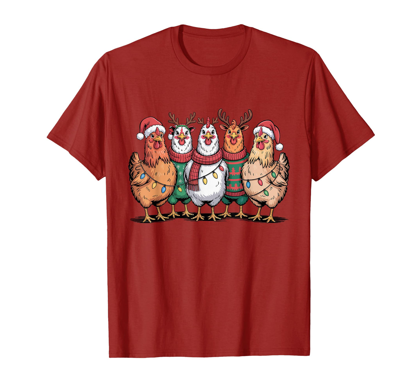 Christmas Lights Chicken Santa Funny Xmas Tree for Men Women T-Shirt