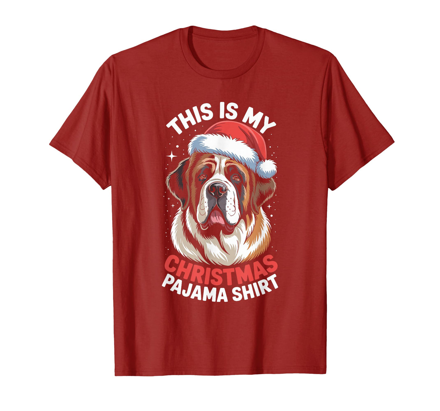 Saint Bernard Dog Santa Hat Christmas Pajama Men Women T-Shirt